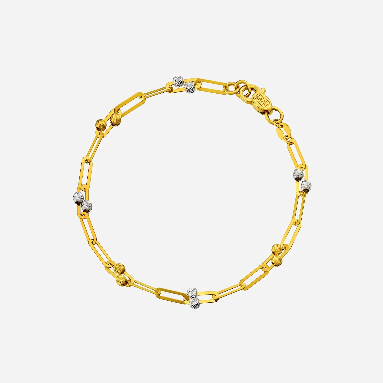 Duo Toned Bead Bracelet in Yellow White Gold (E22KSTYLE0410A)