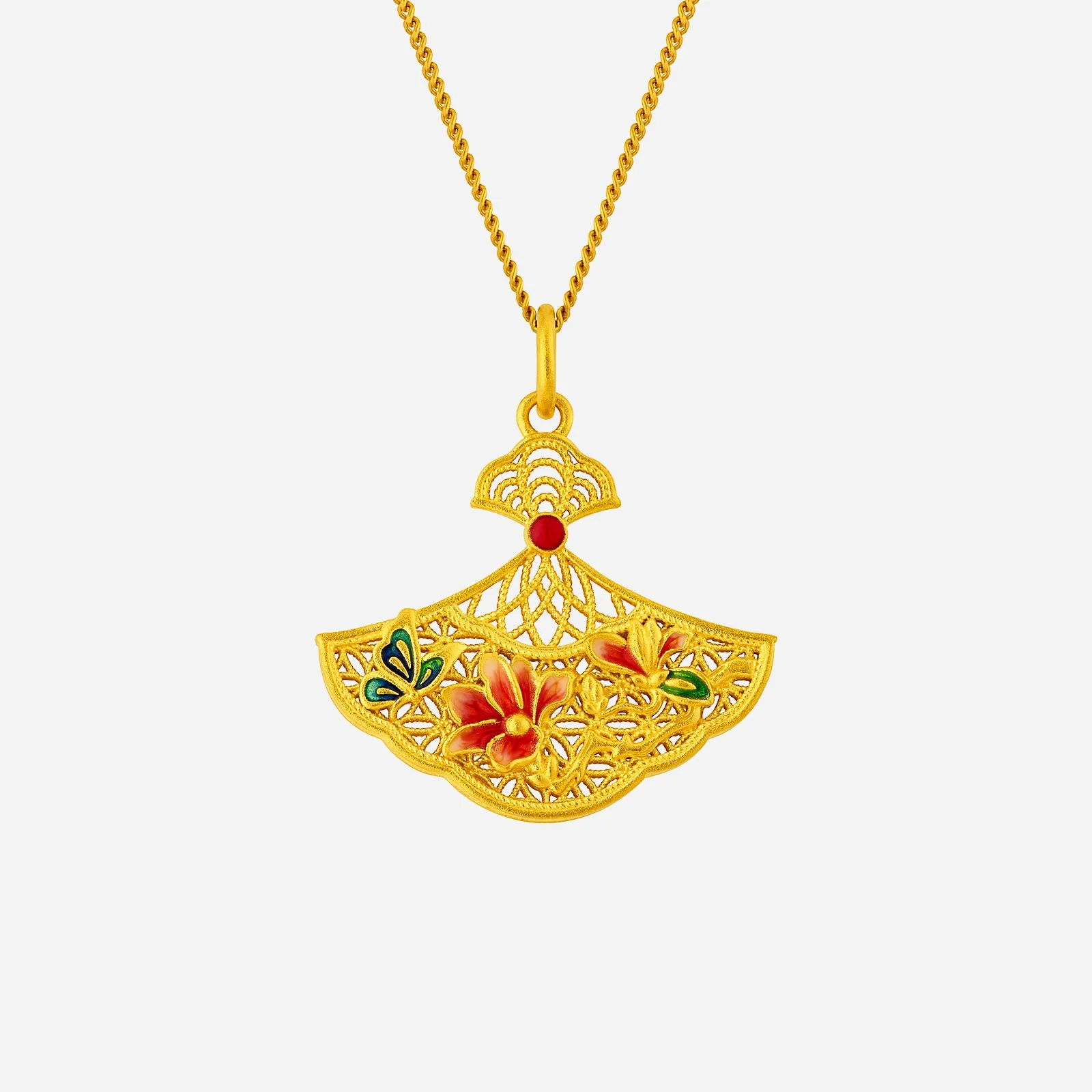 Elegance Lotus Fan Pendant in Yellow Gold (G999STYLE1557A)