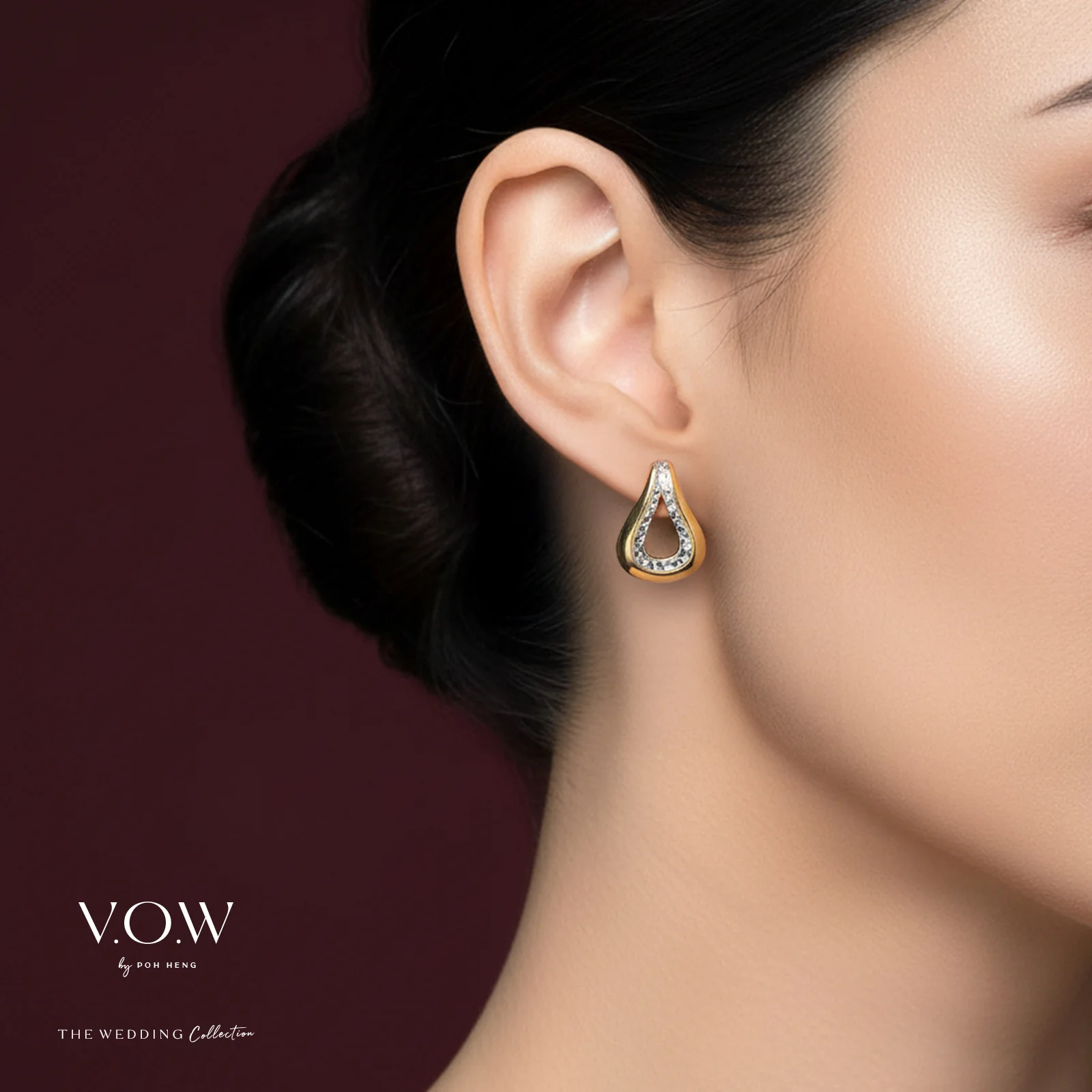 Elegance Omega Earings in Yellow White Gold (H22KGROUP178V1508A) - Image 2