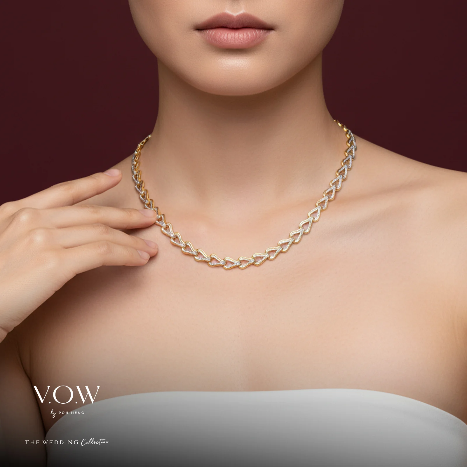 Elegance Omega Necklace in Yellow White Gold (F22KGROUP178V0501A) - Image 2