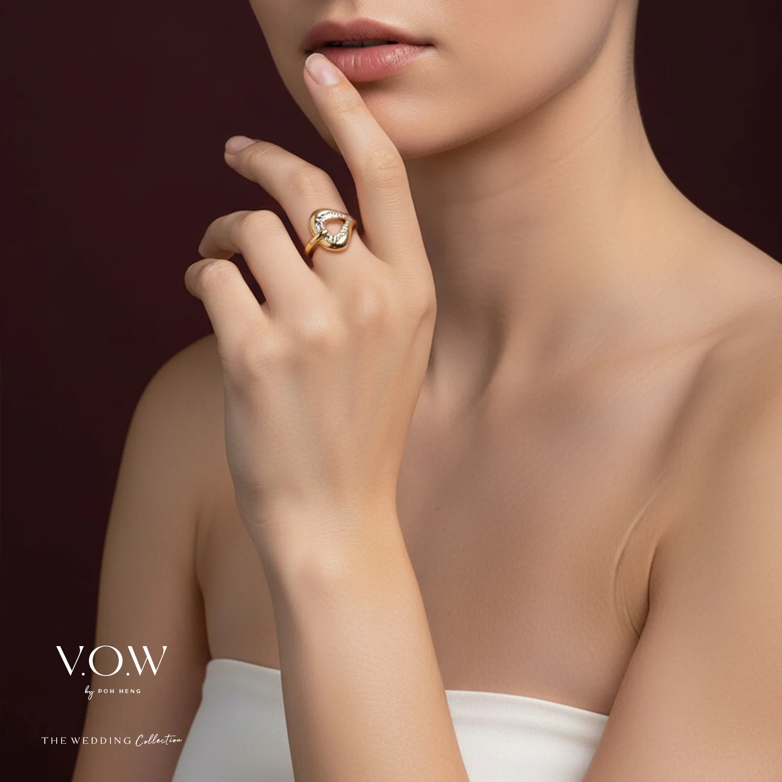 Elegance Omega Ring in Yellow White Gold (A22KGROUP178V0968A) - Image 2