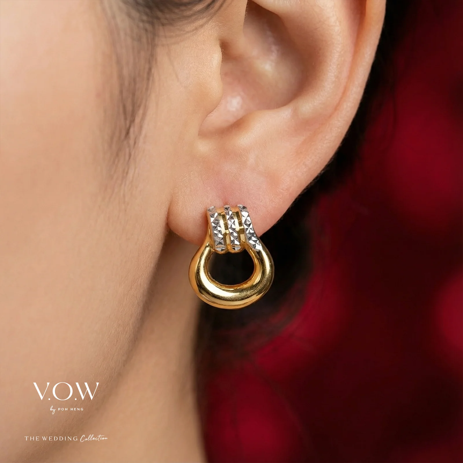 Elegance Torus Earrings in Yellow White Gold (H22KGROUP179V1517A) - Image 2