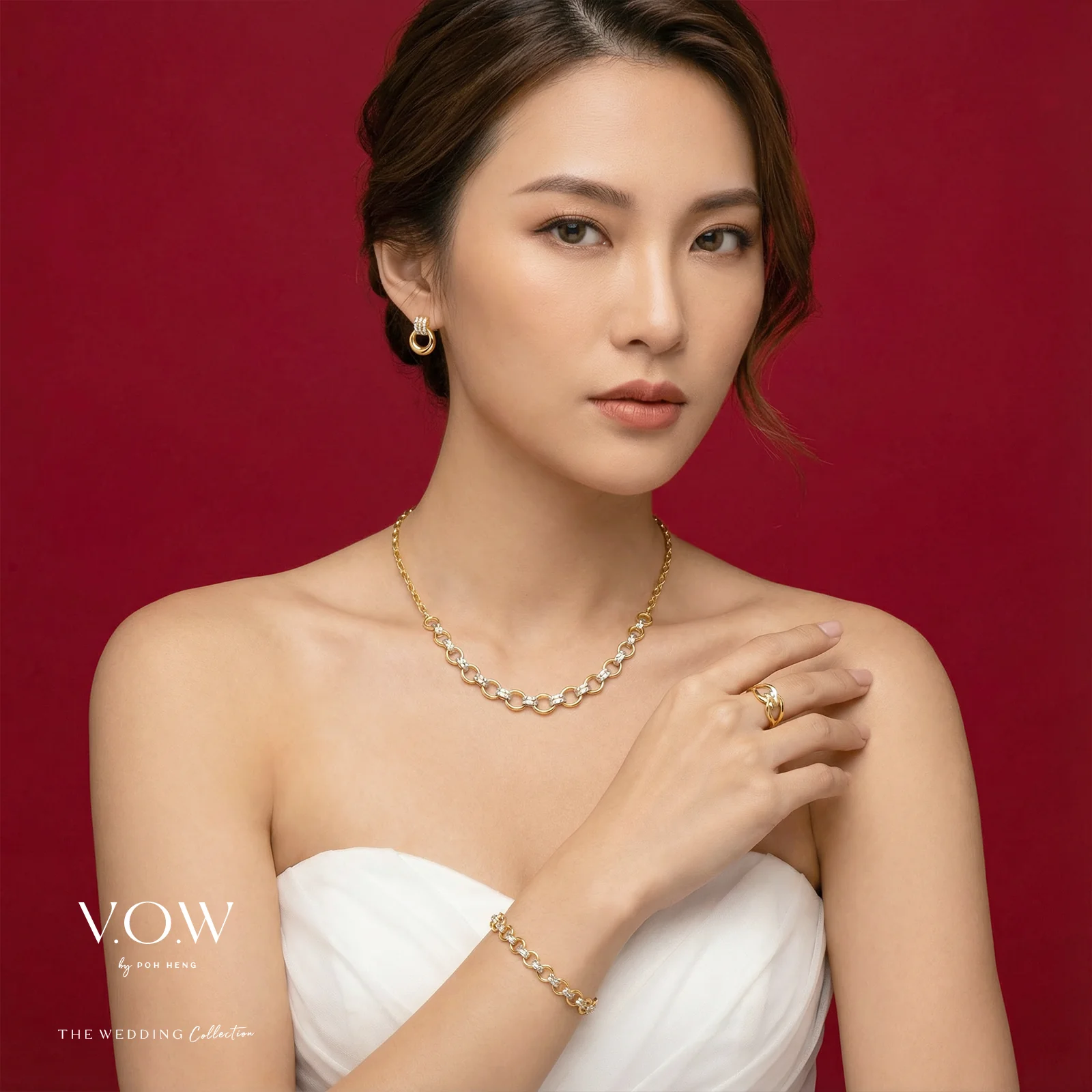 Elegance Torus Earrings in Yellow White Gold (H22KGROUP179V1517A) - Image 3