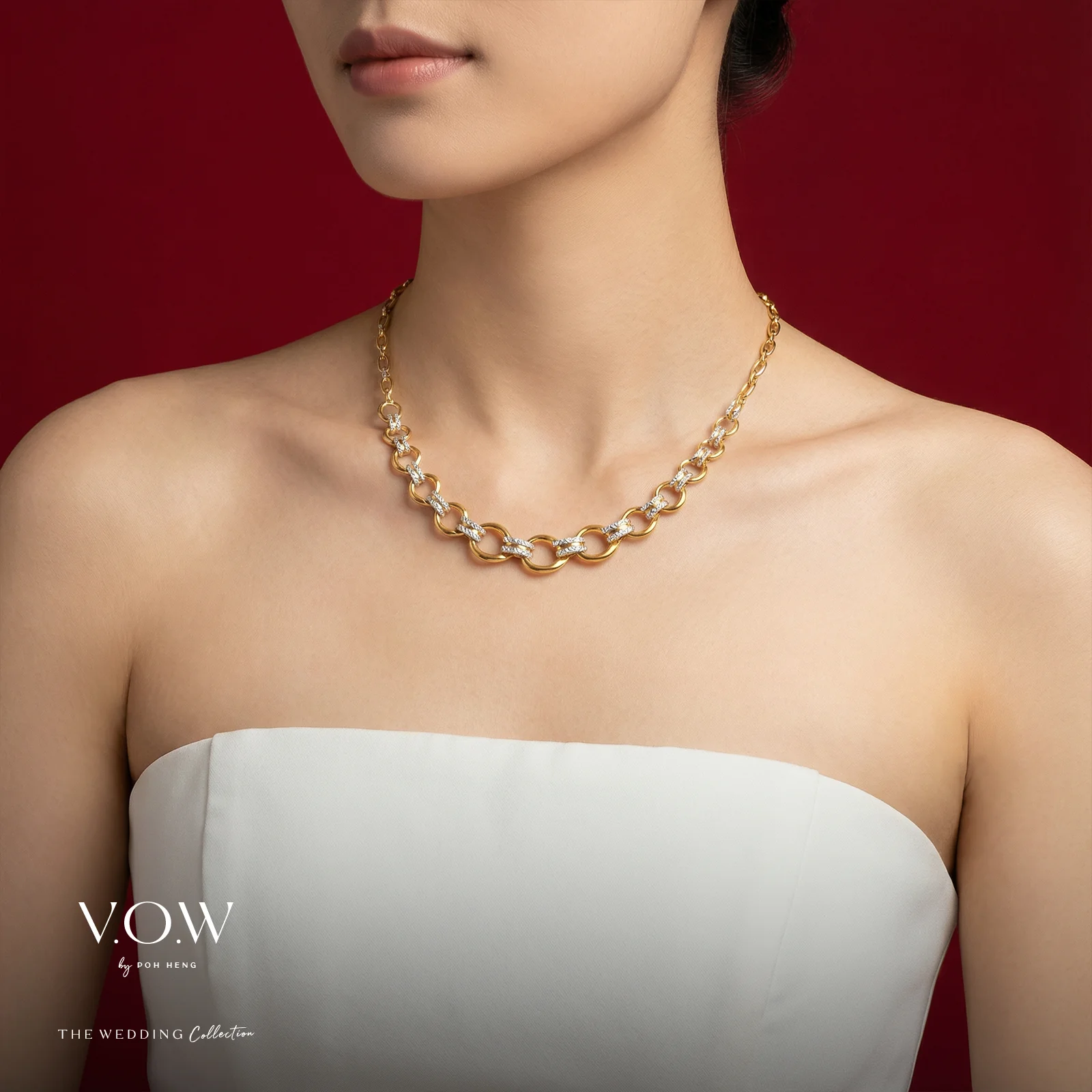 Elegance Torus Necklace  in Yellow White Gold	 (F22KGROUP179V0504A) - Image 2