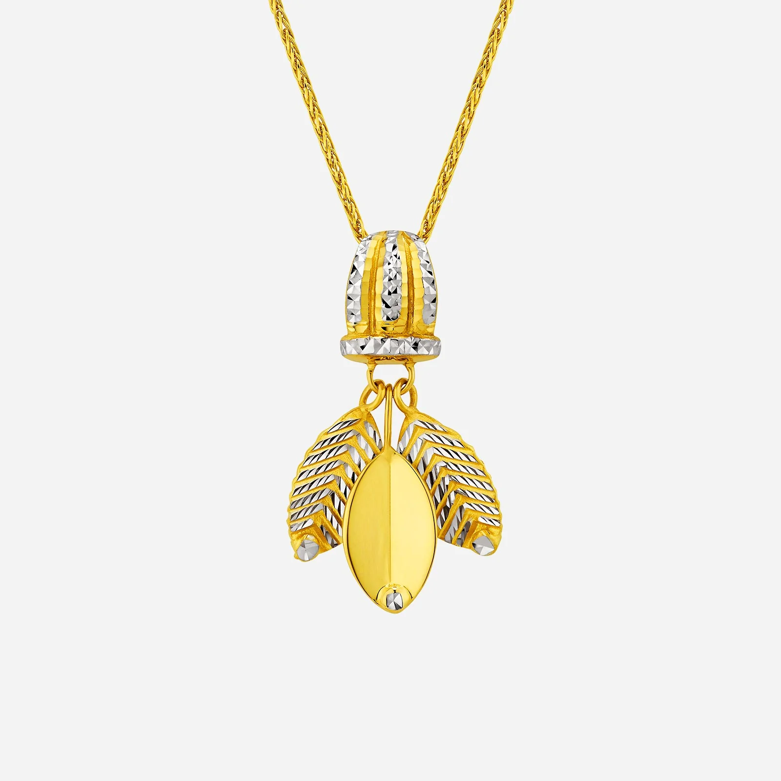 Elm Leaves Pendant in Yellow White Gold	 (G22KGROUP146V1562A)