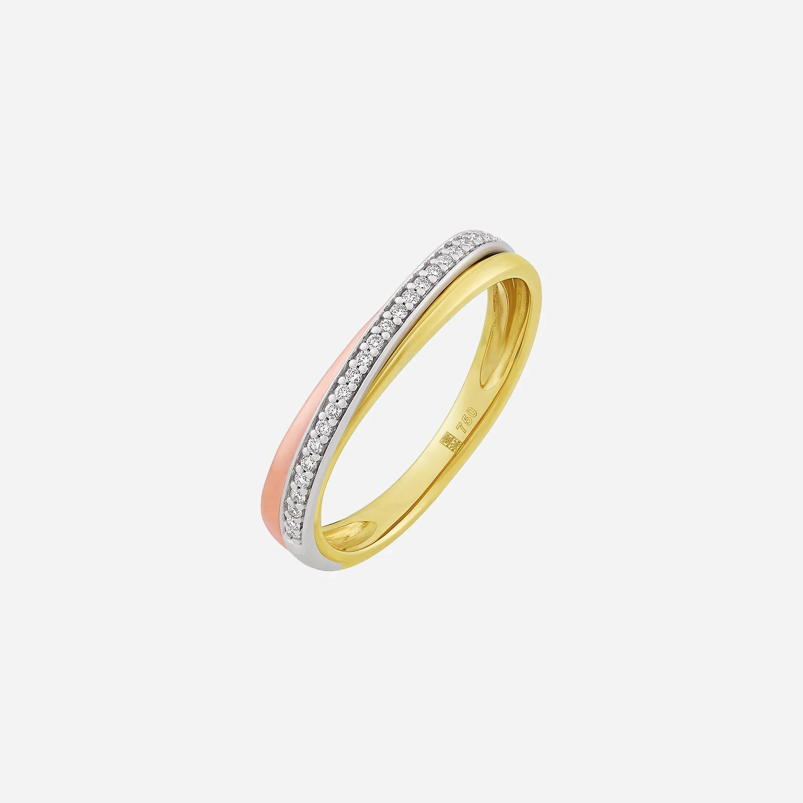 Entwined Diamond Ring in Yellow White Rose Gold (ADIAGROUP212V1039A)