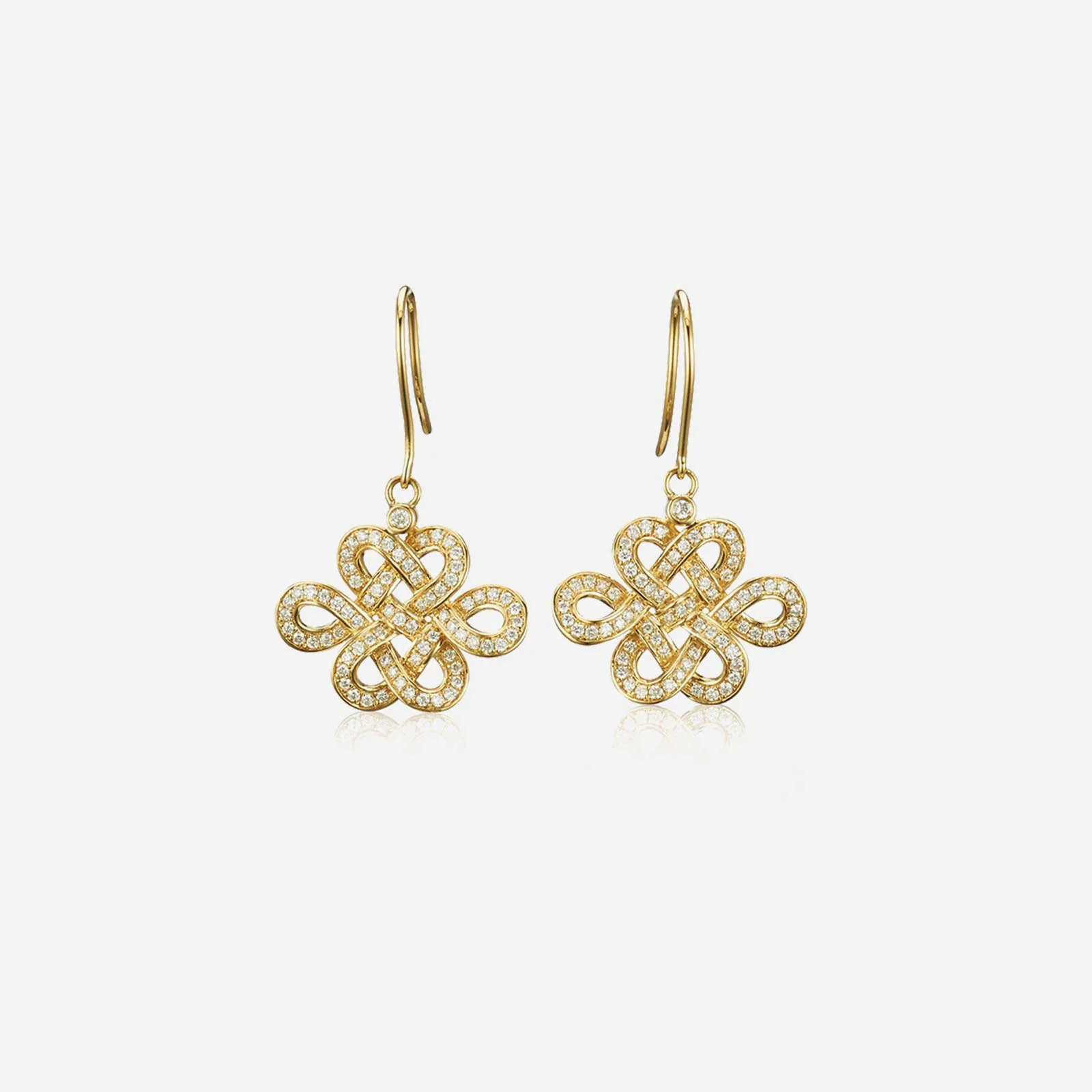 Eternity Knot Diamond Earrings in Yellow Gold (HDIAGROUP033R0002A)