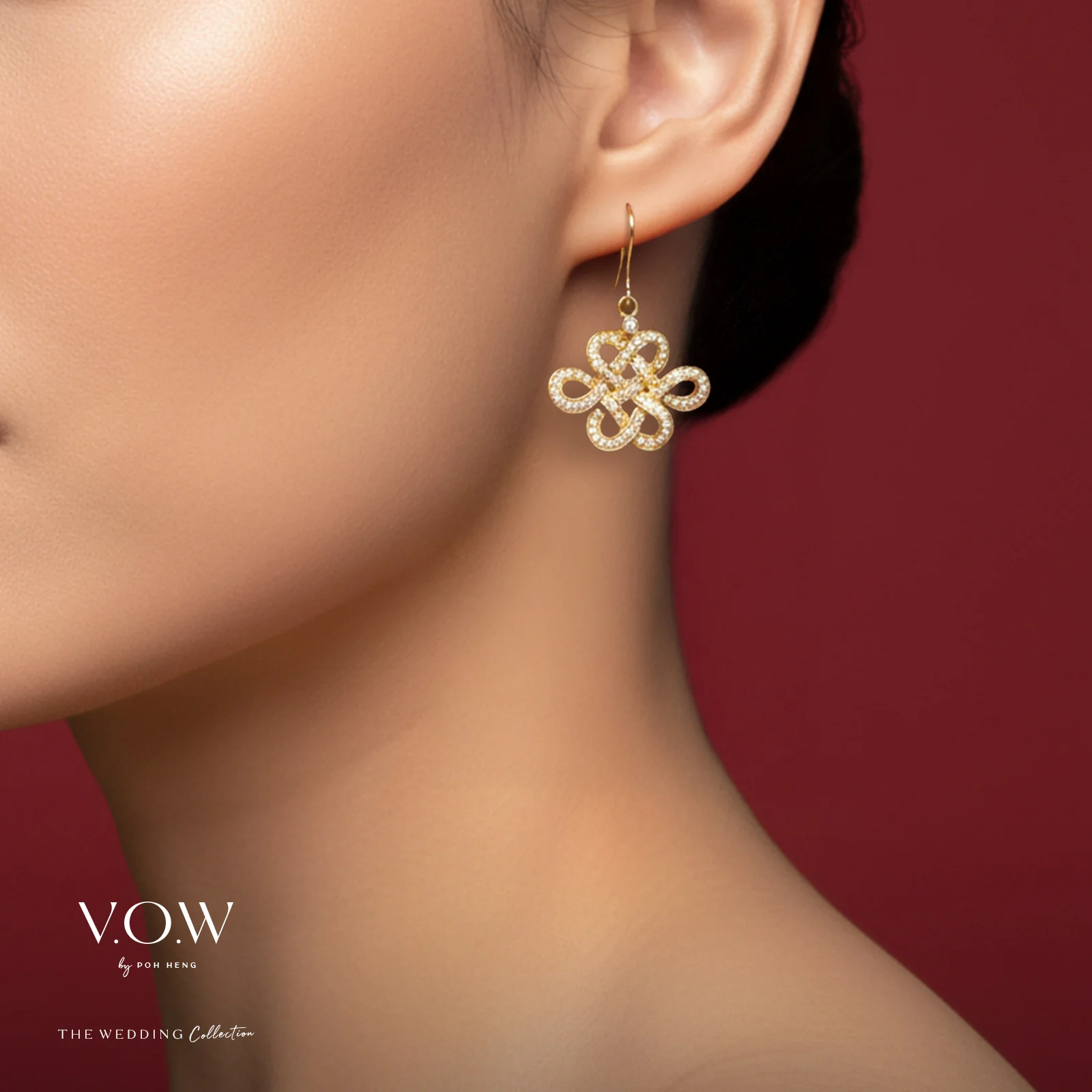 Eternity Knot Diamond Earrings in Yellow Gold (HDIAGROUP033R0002A) - Image 2