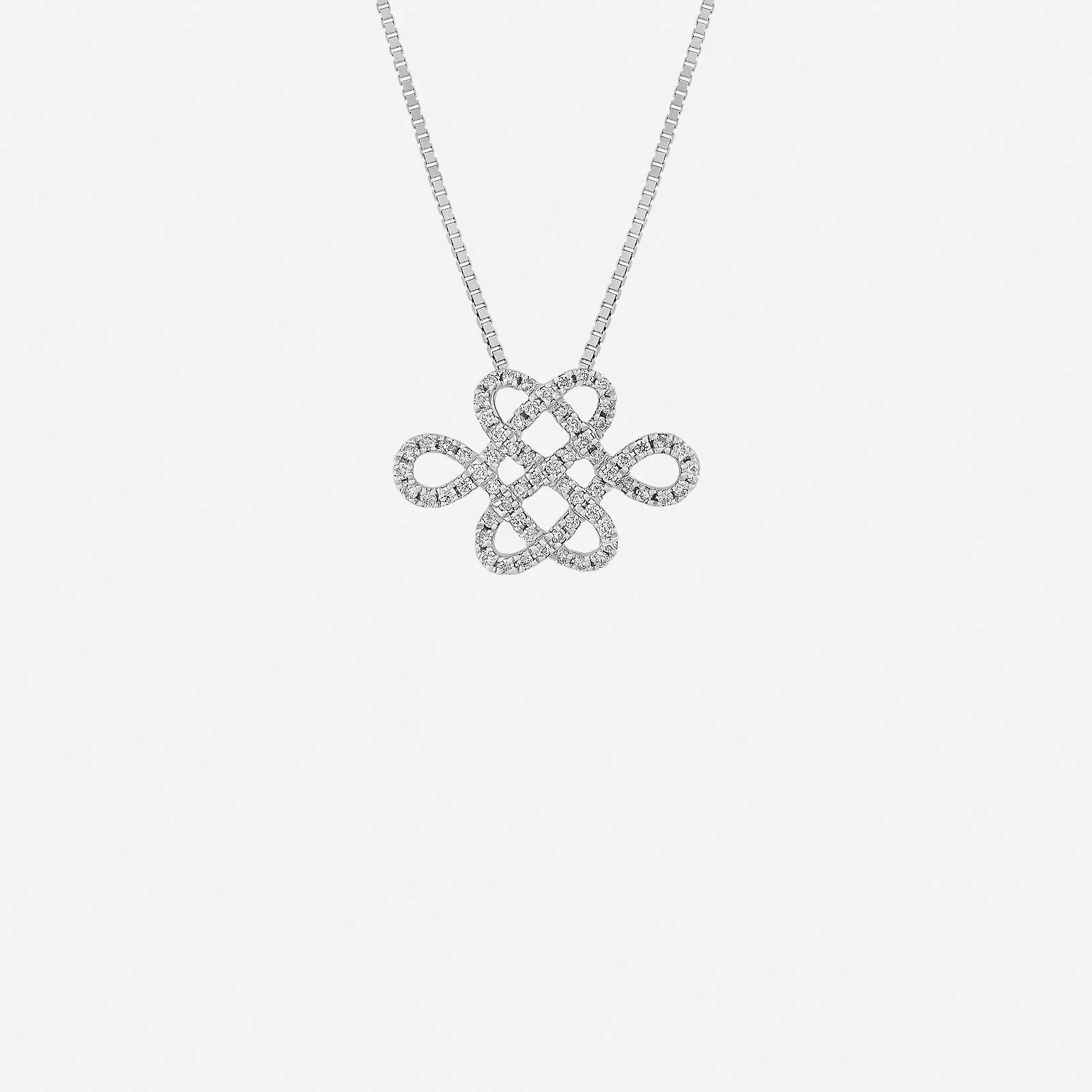 Eternity Knot Diamond Pendant in White Gold (GDIAEKNOT1780A)