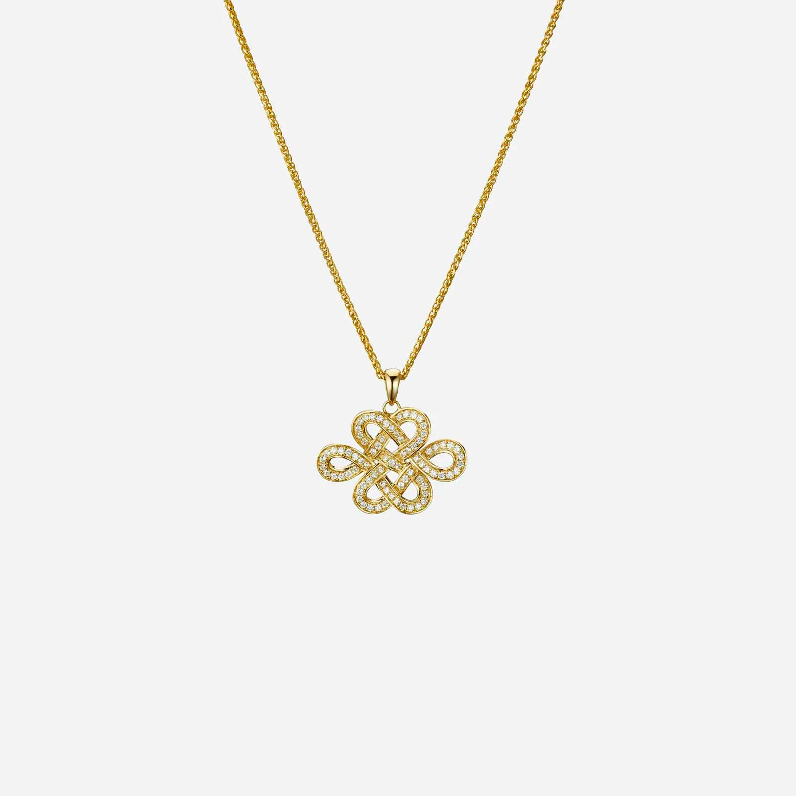 Eternity Knot Diamond Pendant in Yellow Gold (GDIAGROUP033R0002A)