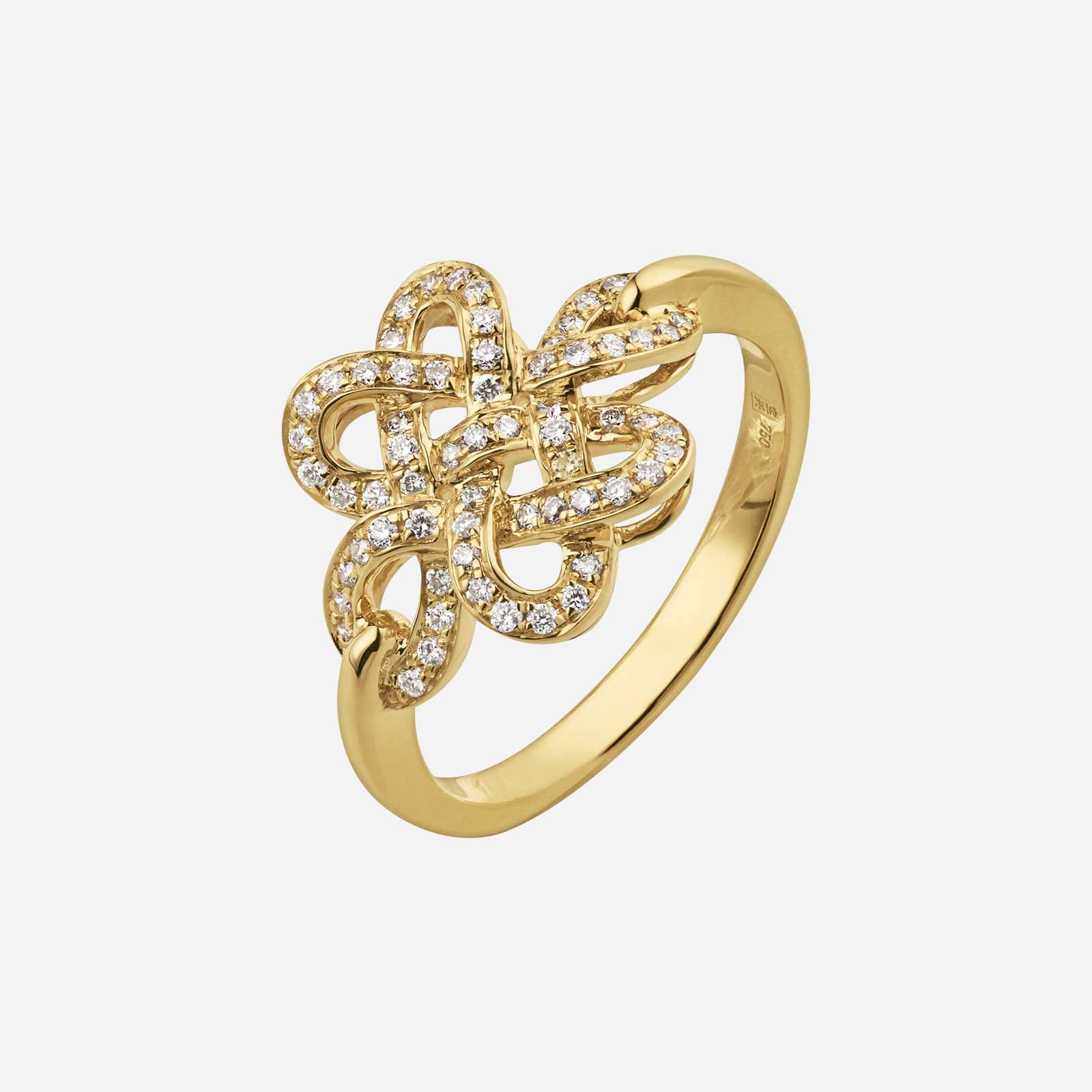 Eternity Knot Diamond Ring in Yellow Gold (ADIAGROUP033R0002A)