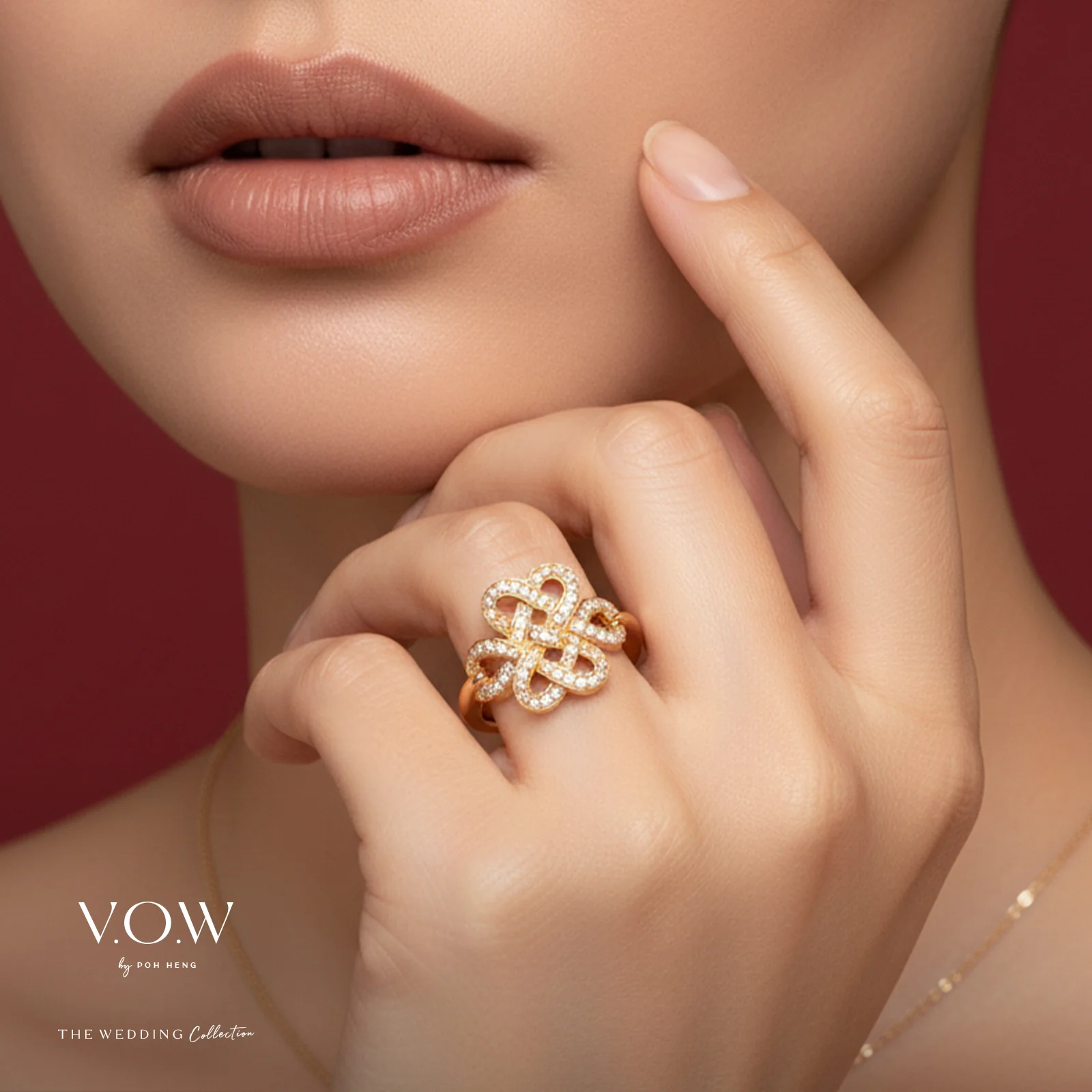 Eternity Knot Diamond Ring in Yellow Gold (ADIAGROUP033R0002A) - Image 2