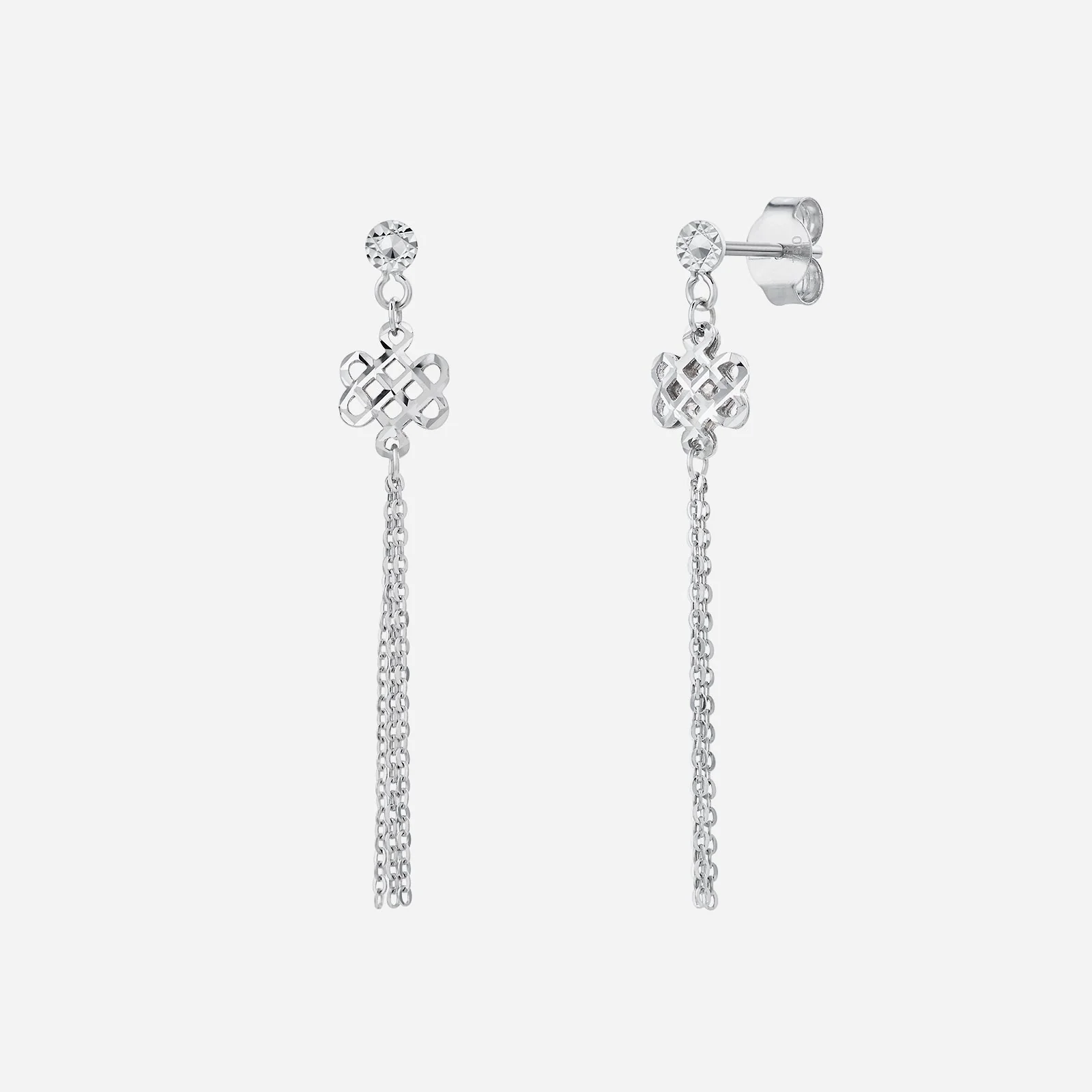 Eternity Knot Tassel Earrings in White Gold (HSTYLE0518A)