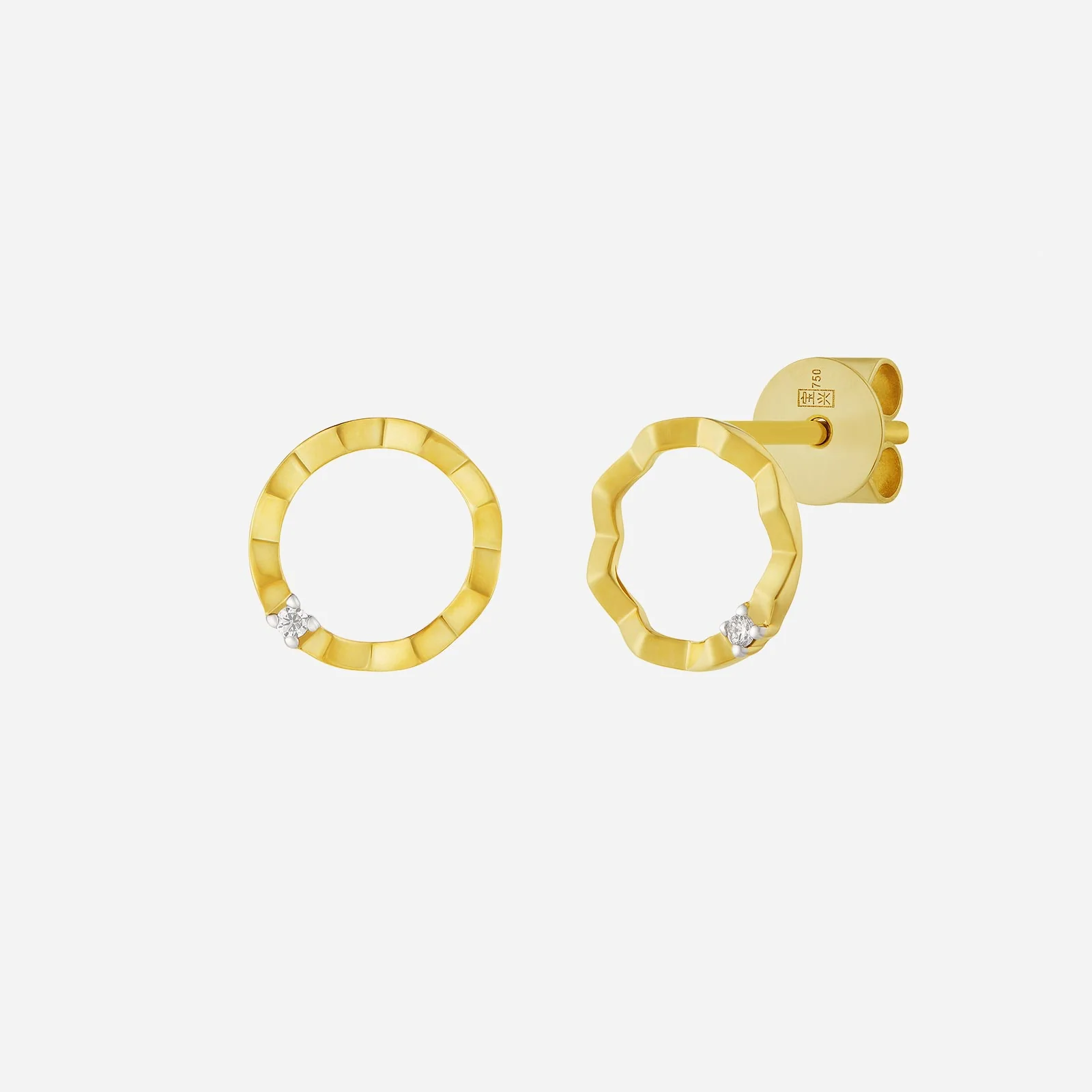 Faceted Diamond Earrings in Yellow White Gold (HDIAGROUP221V1606A)