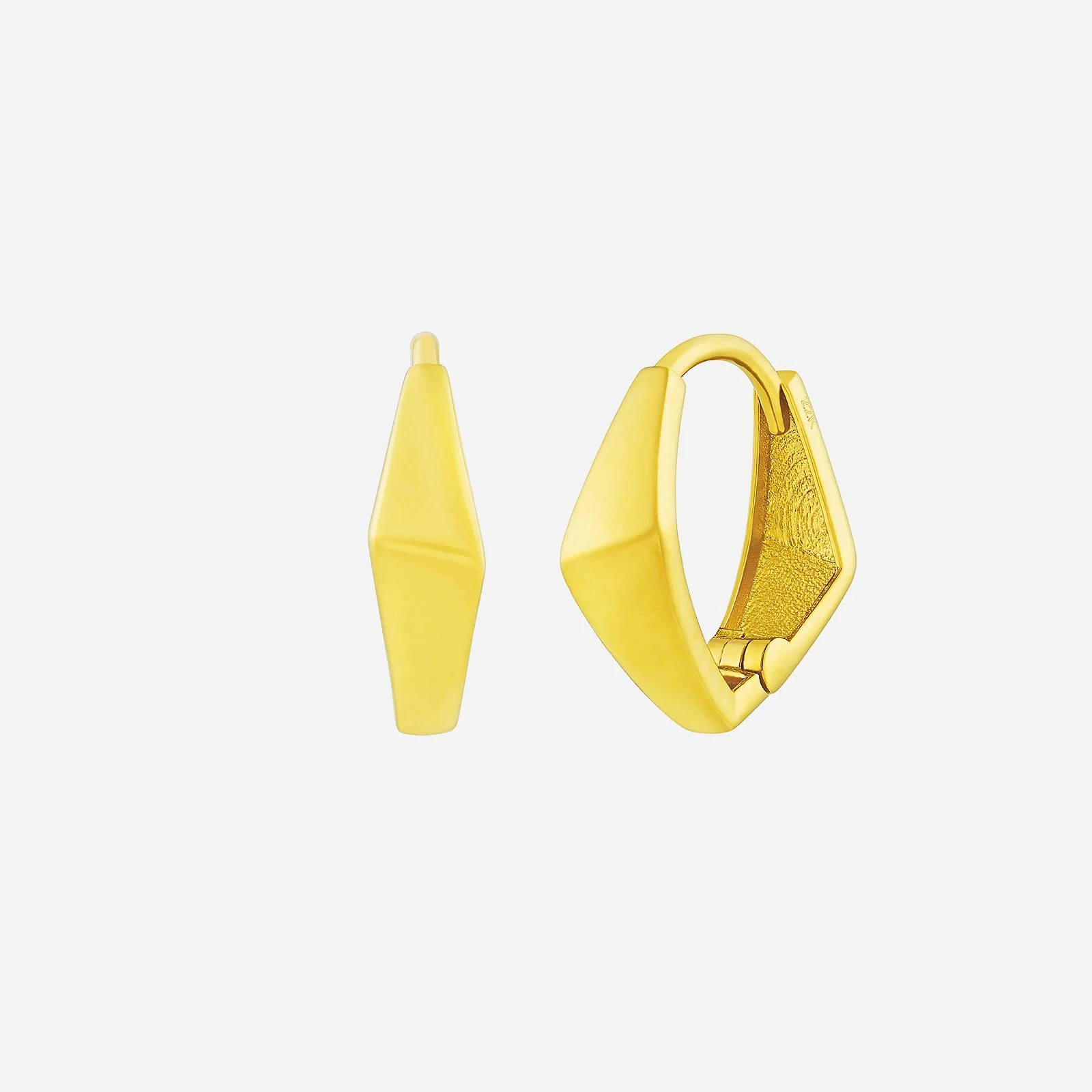 Faceted Huggie Earrings in Yellow Gold (H22KSTYLE1616A)