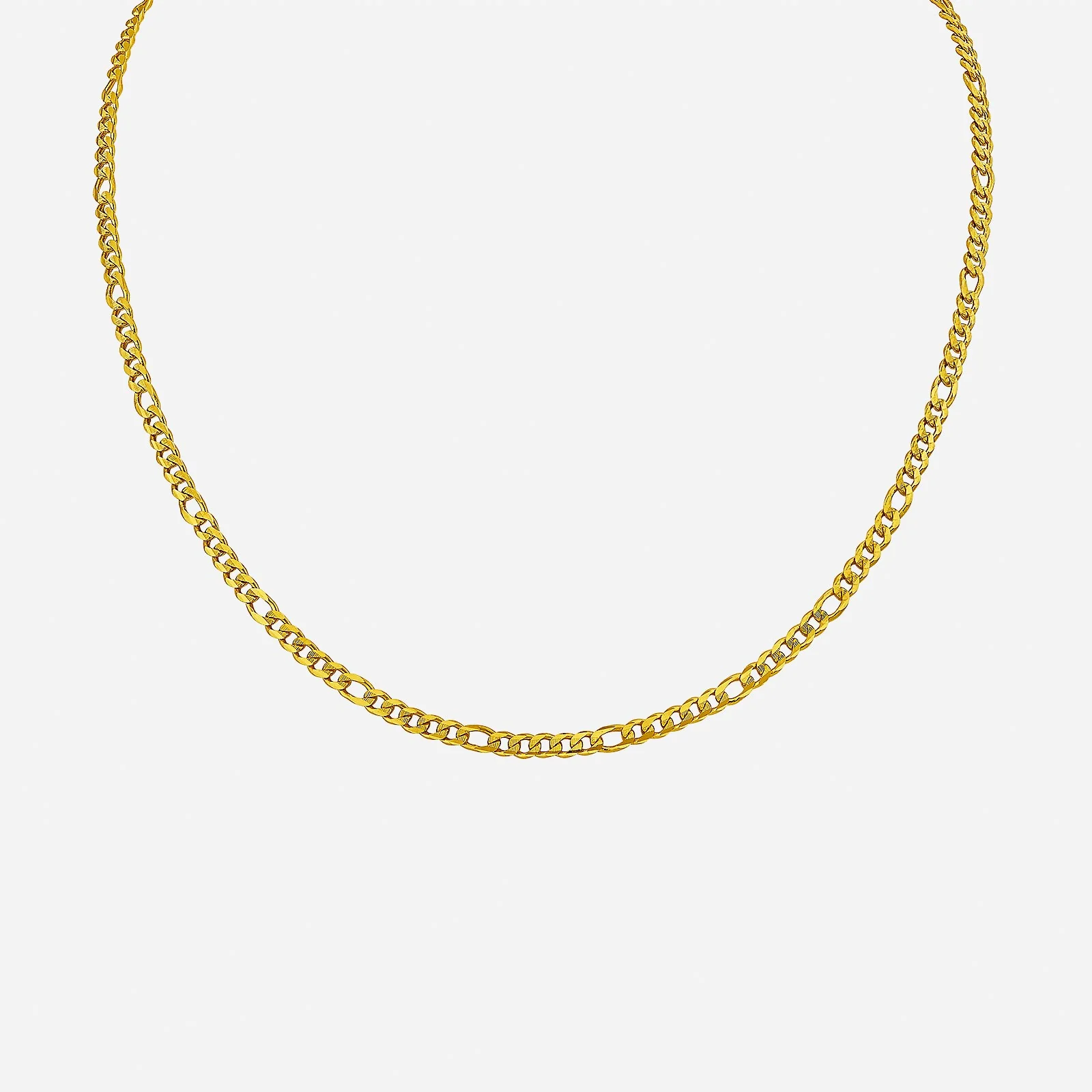 Figaro Chain Necklace in Yellow Gold (F999STYLE0492A)