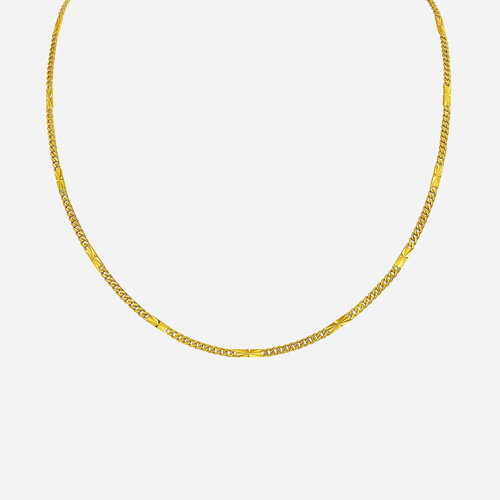 Flat Bevelled Necklace in Yellow Gold (F999STYLE0493A)