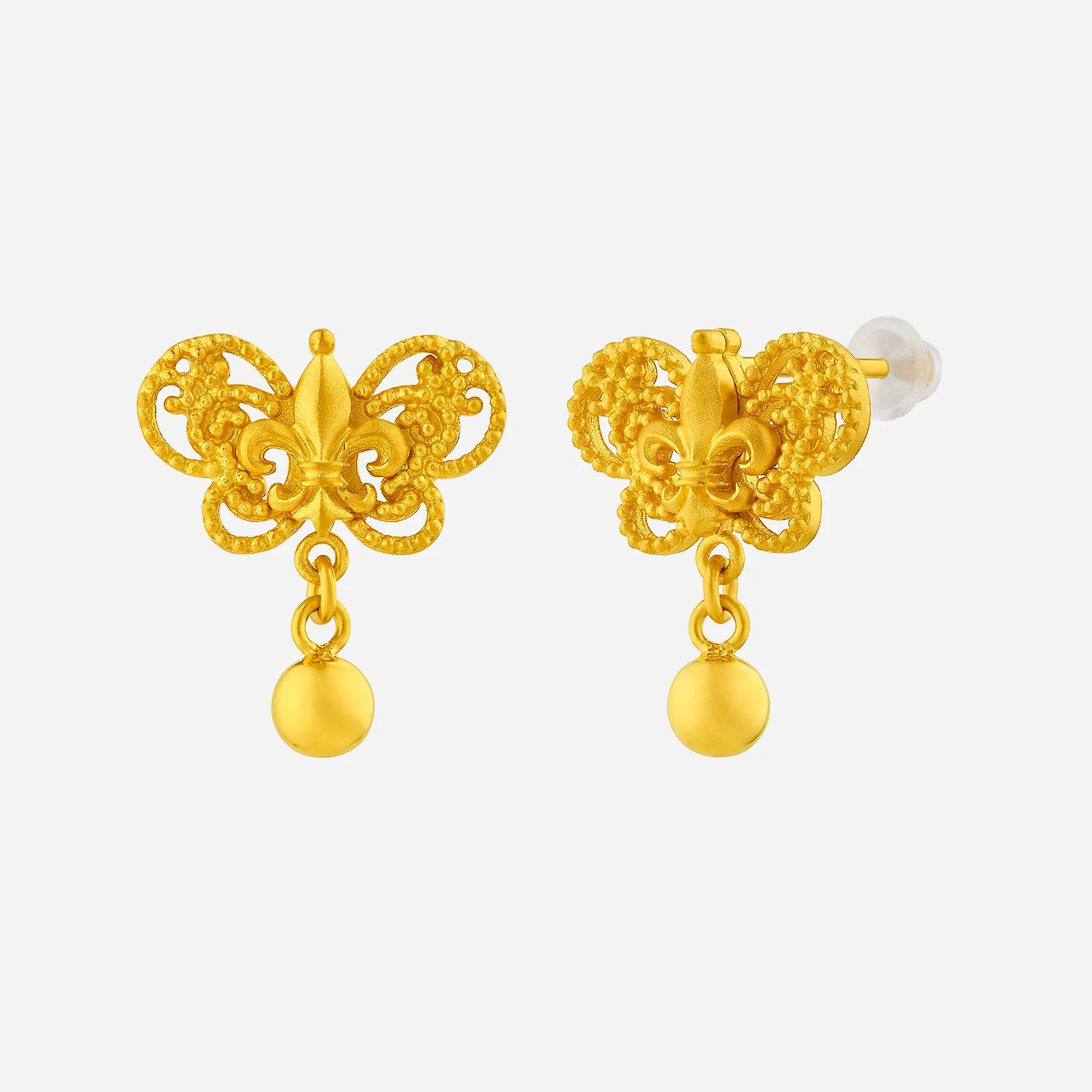 Fleur De Lis Drop Earrings in Yellow Gold (H999GROUP136V1378A)