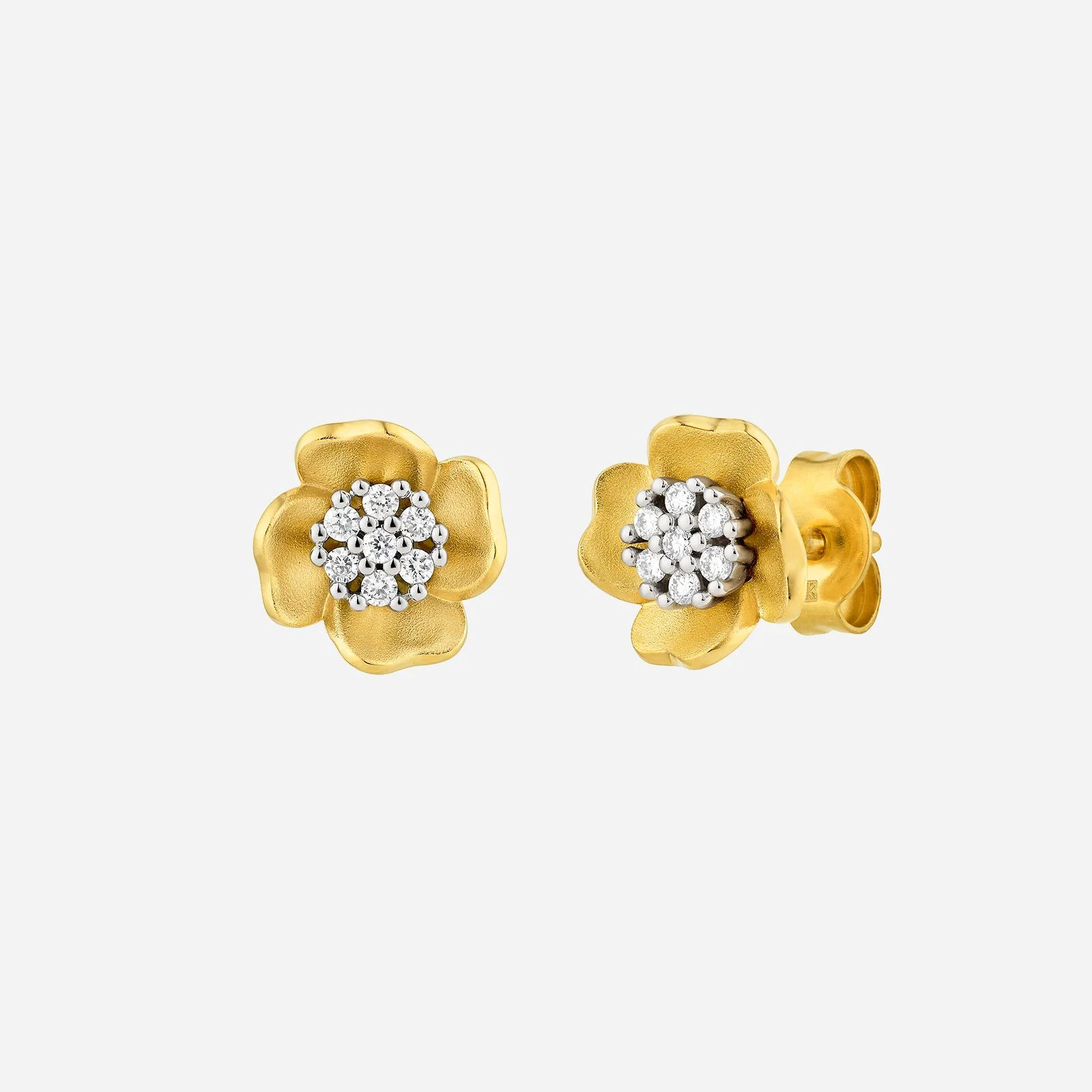 Flower Diamond Earrings in Yellow White Gold (HDIAGROUP107V1255A)