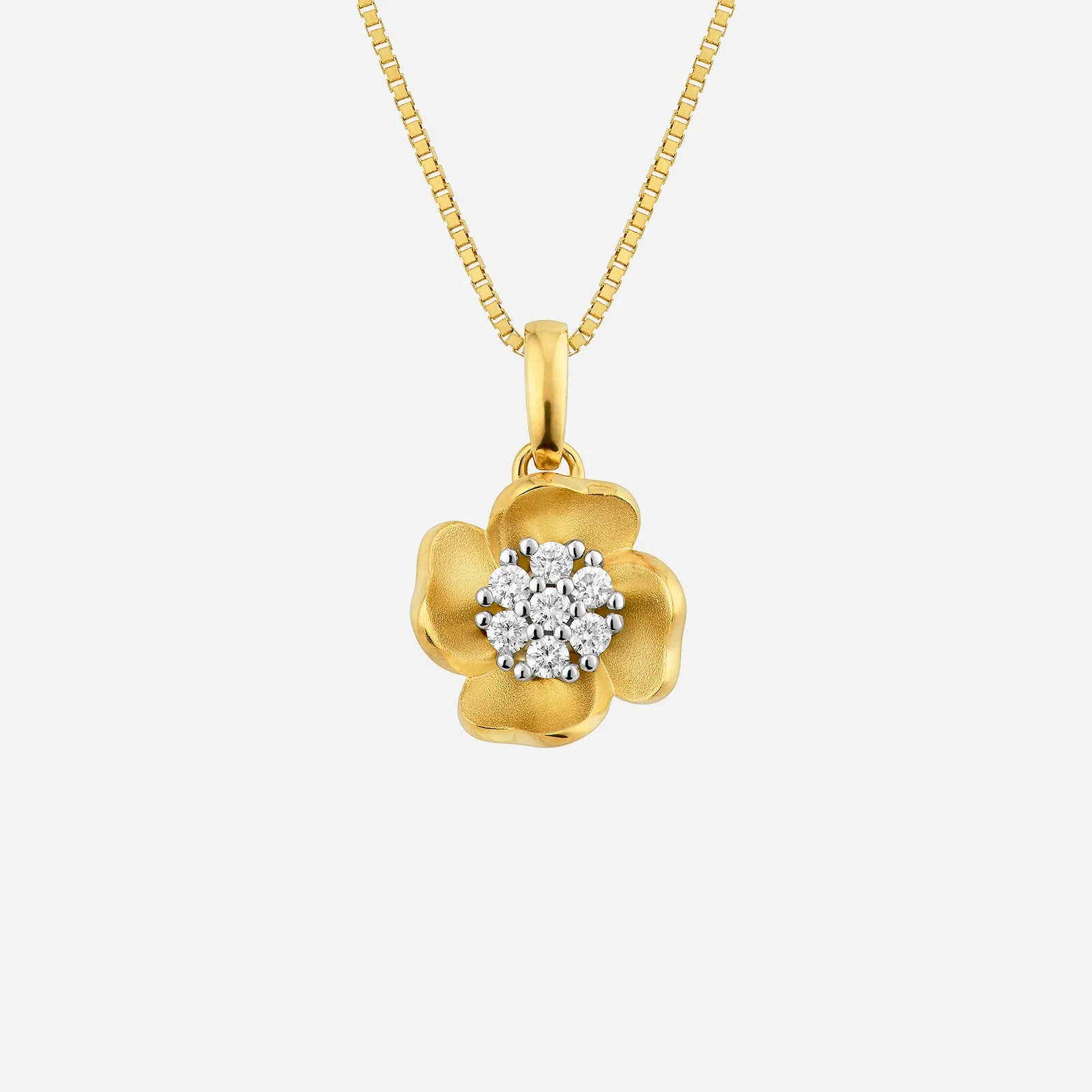 Flower Diamond Pendant in Yellow White Gold (GDIAGROUP107V1421A)