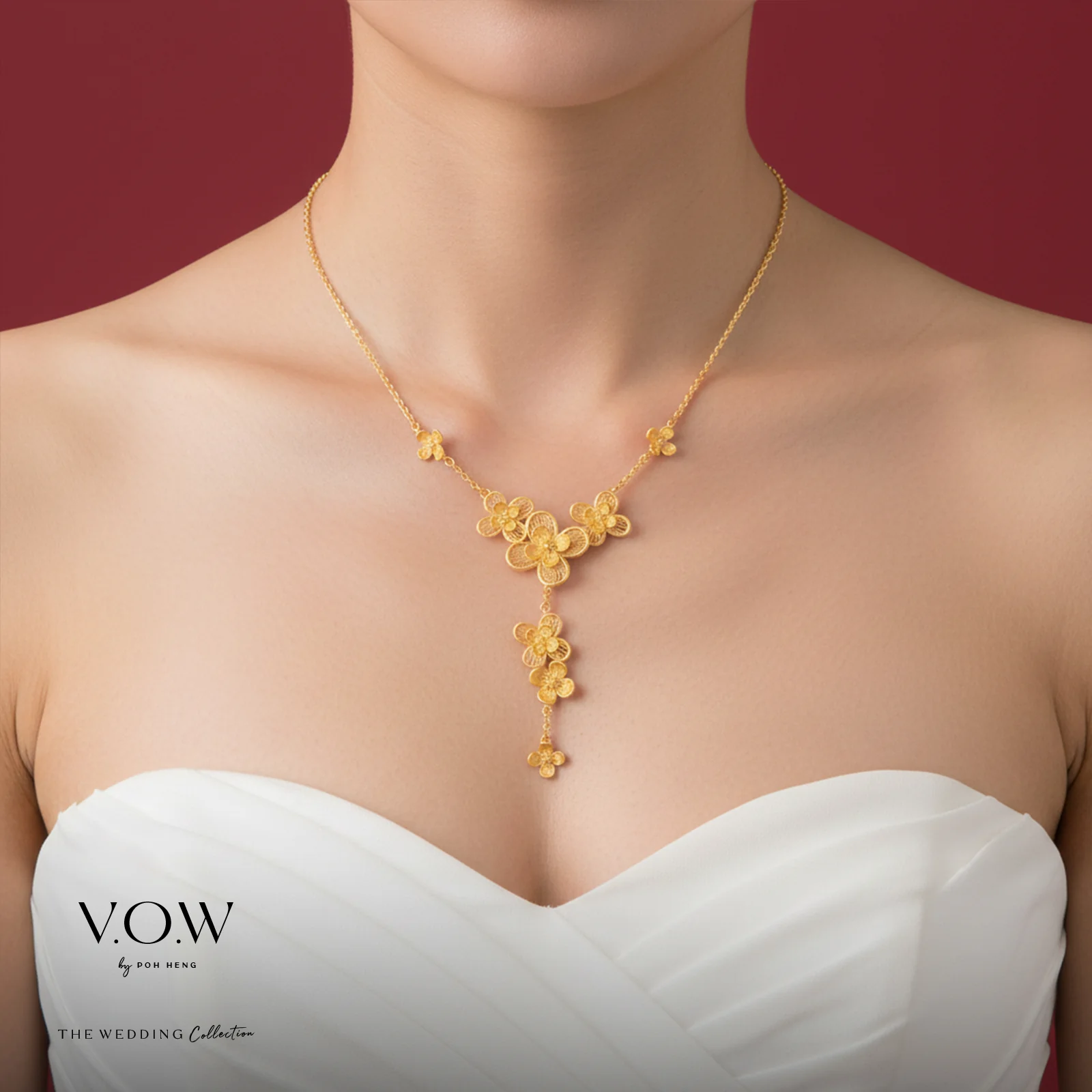 Flower Necklace in Yellow Gold	 (F999GROUP068V0361A) - Image 2
