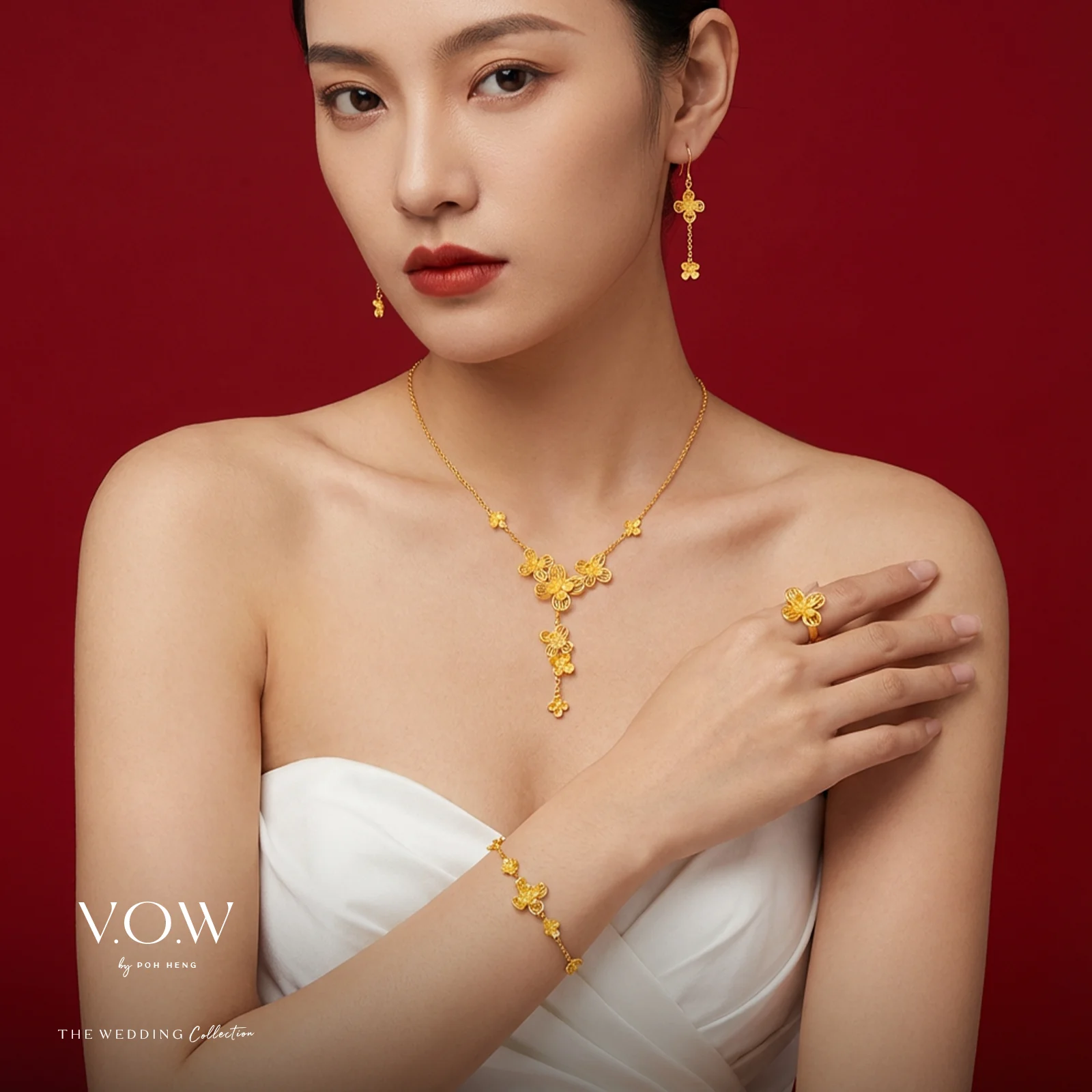 Flower Necklace in Yellow Gold	 (F999GROUP068V0361A) - Image 3