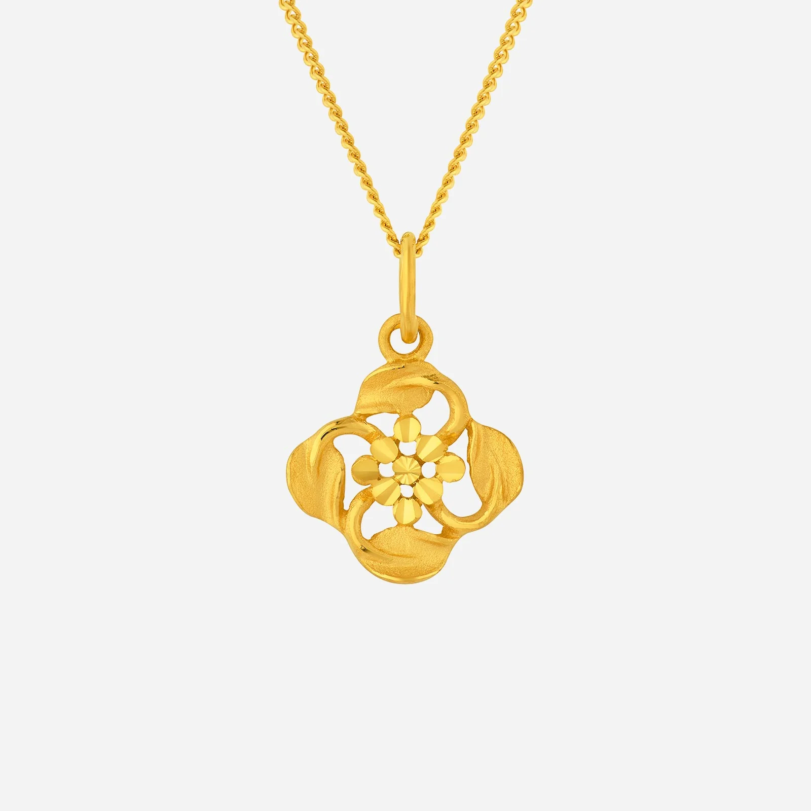 Flower Tile Pendant in Yellow Gold (G999STYLE1330A)
