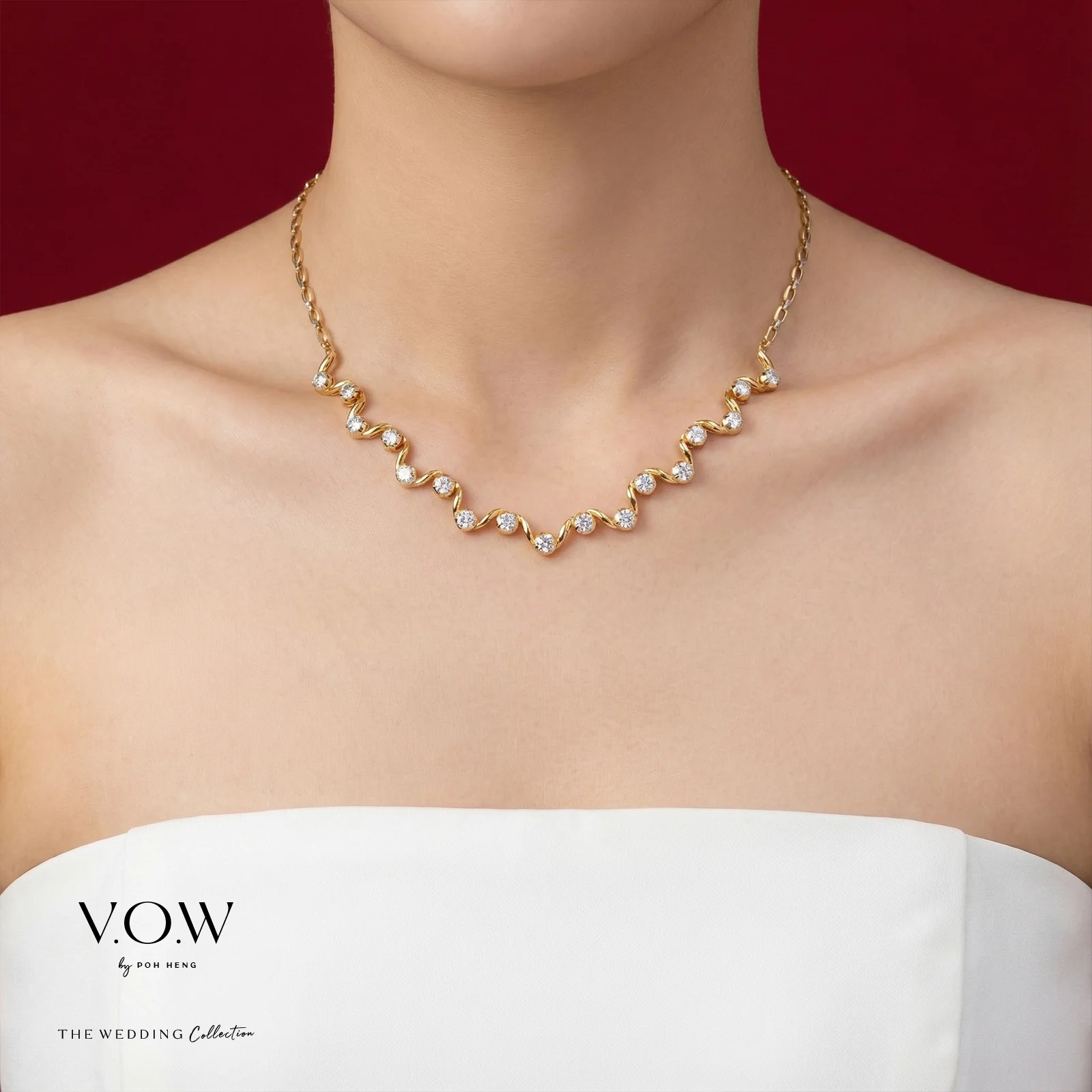 Flowing Romance Necklace in Yellow White Gold (F22KGROUP144V0465A) - Image 2