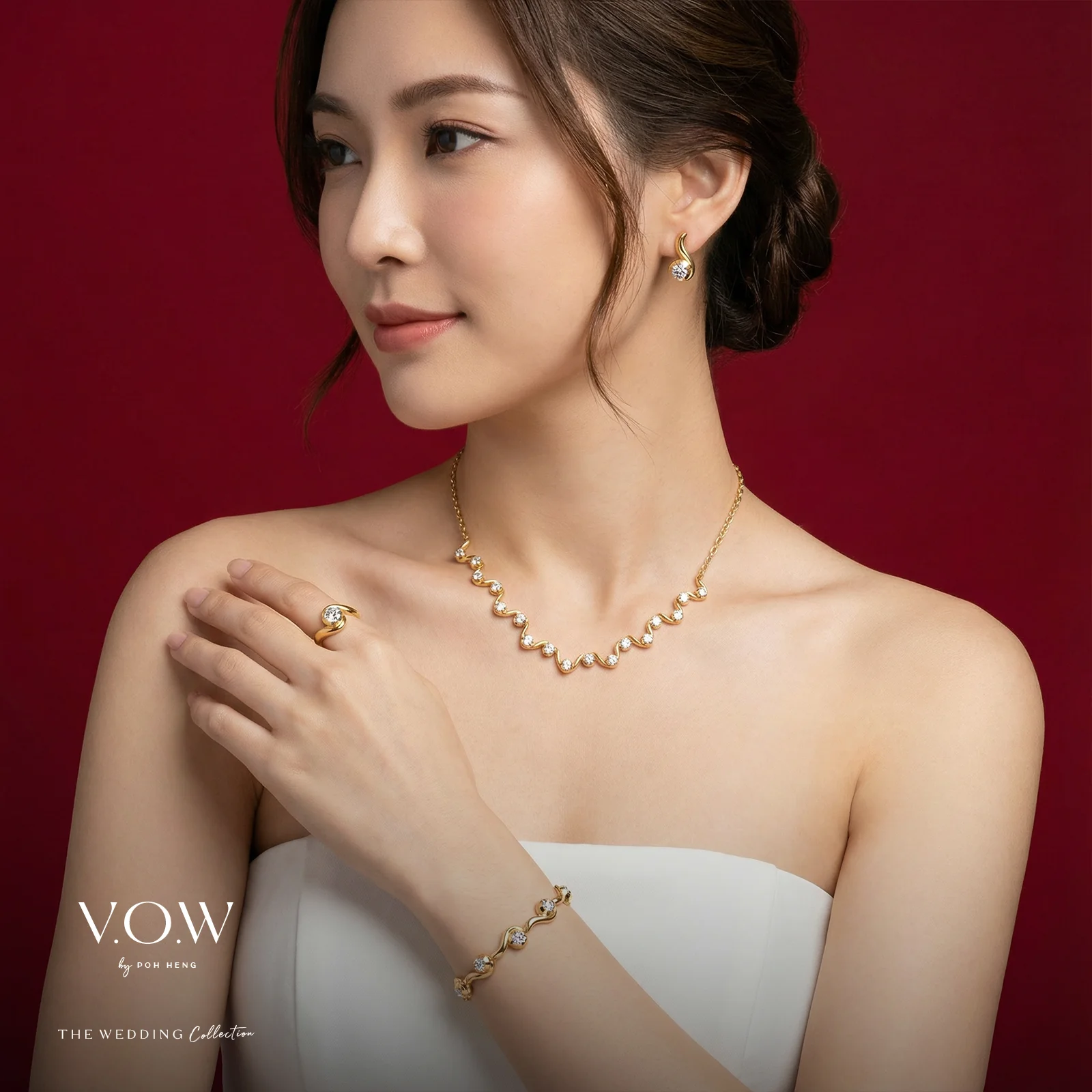 Flowing Romance Ring in Yellow White Gold	 (A22KGROUP144V0883A) - Image 3
