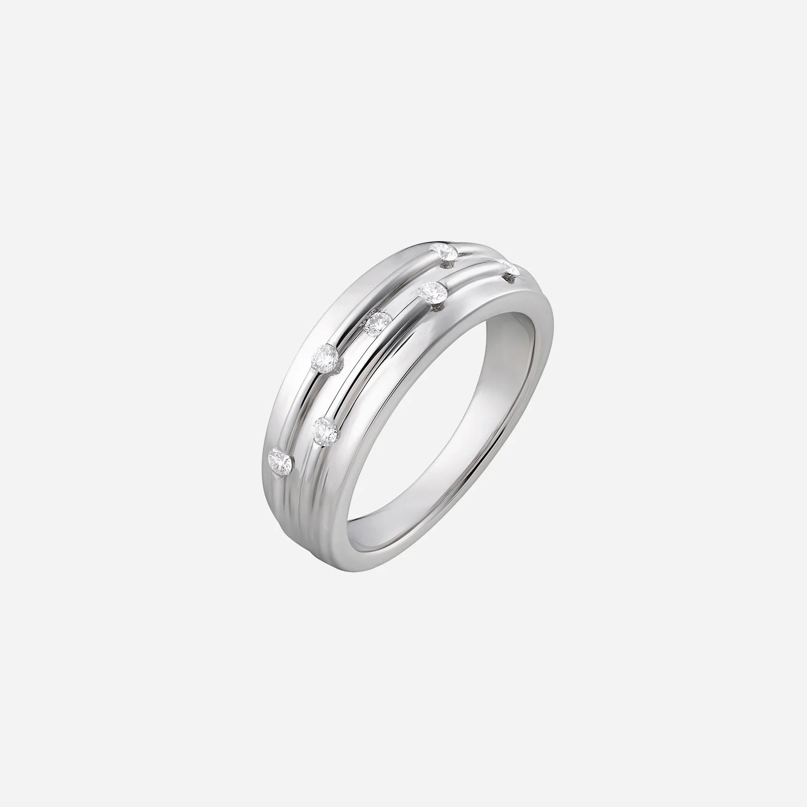 Flush Groove Diamond Ring in White Gold (ADIASTYLE0822A)