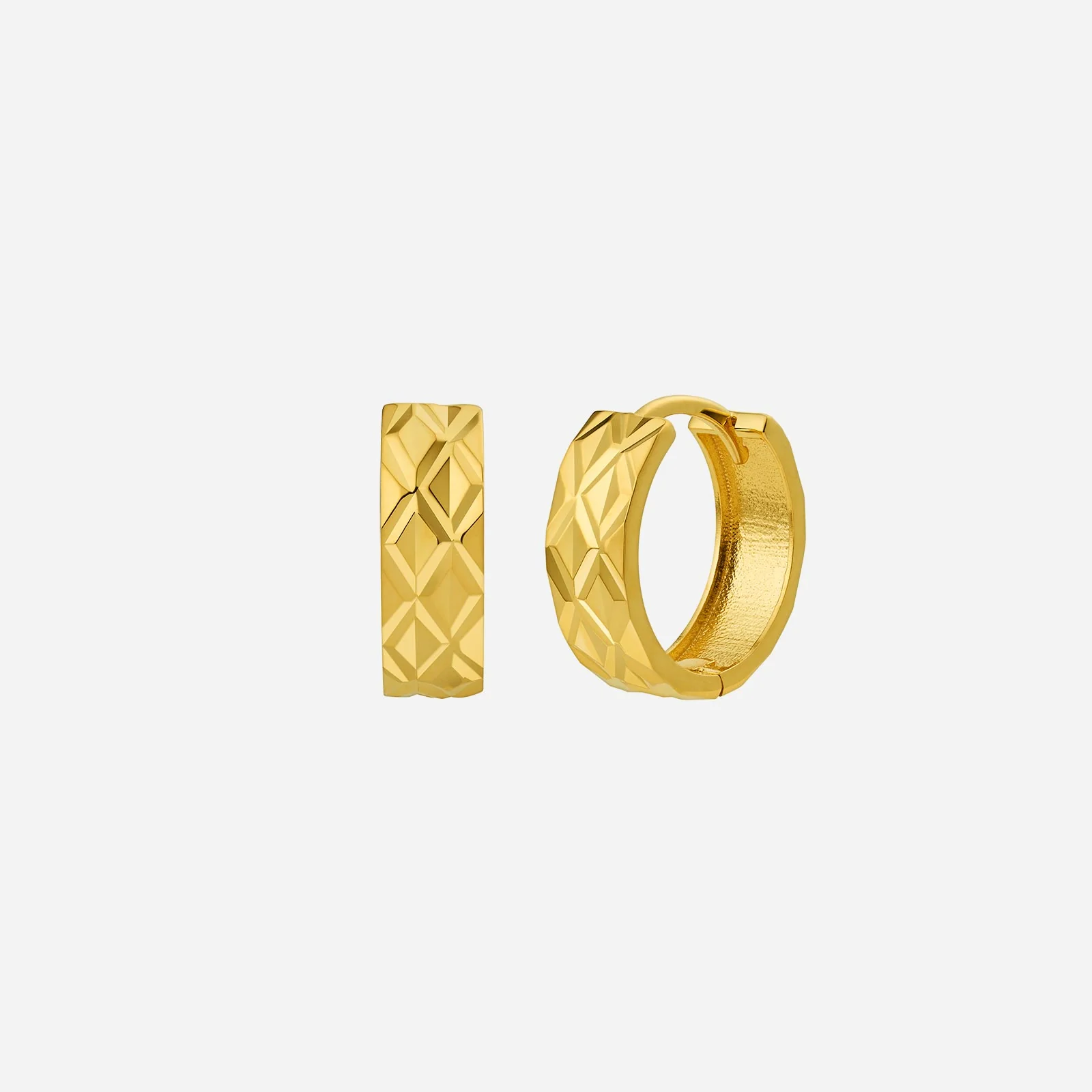 Geometric Huggie Earrings in Yellow Gold (H22KSTYLE1186A)