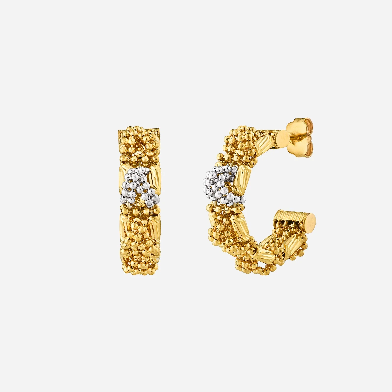 Gleam of Devotion Earrings in Yellow White Gold (H22KGROUP129V1334A)