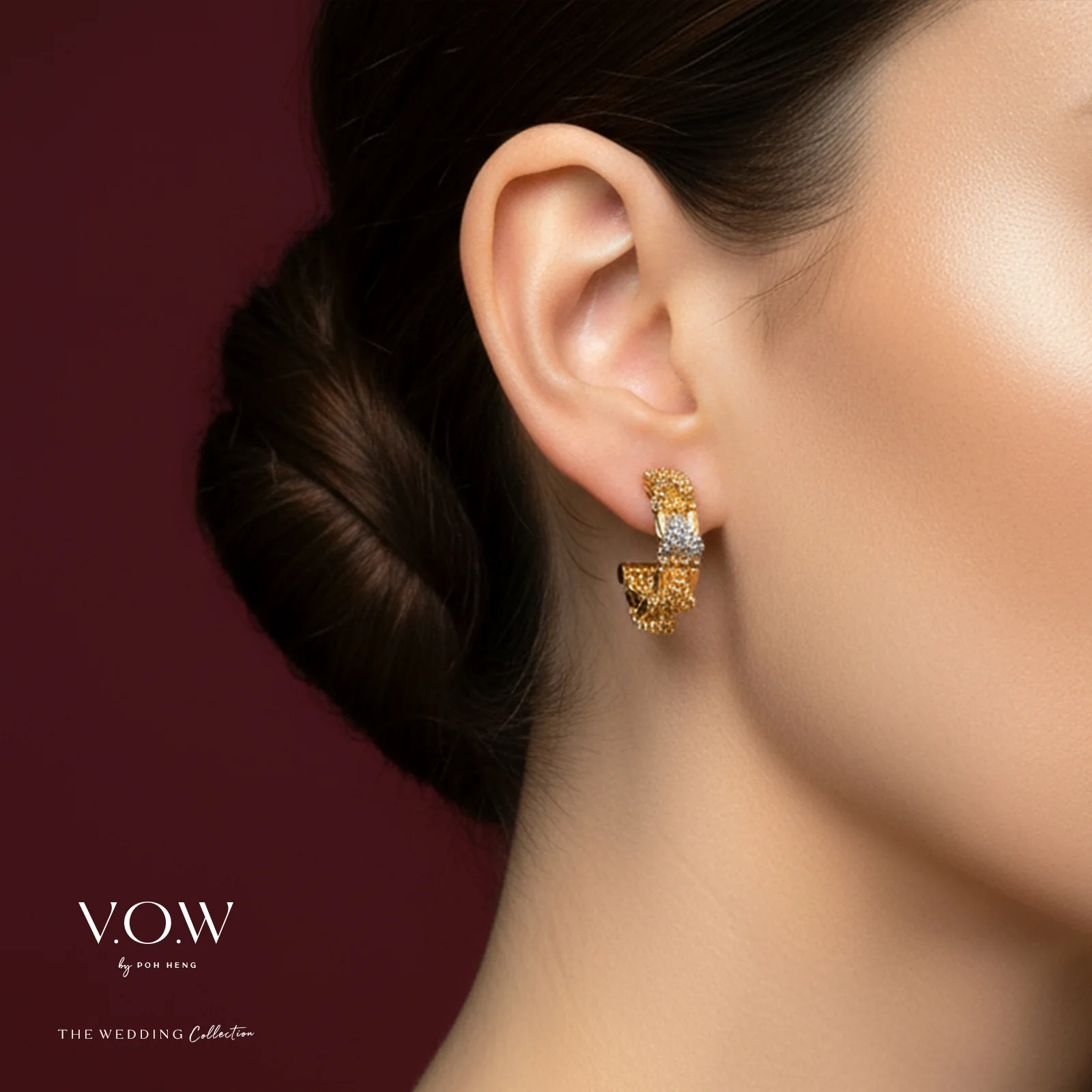 Gleam of Devotion Earrings in Yellow White Gold (H22KGROUP129V1334A) - Image 2