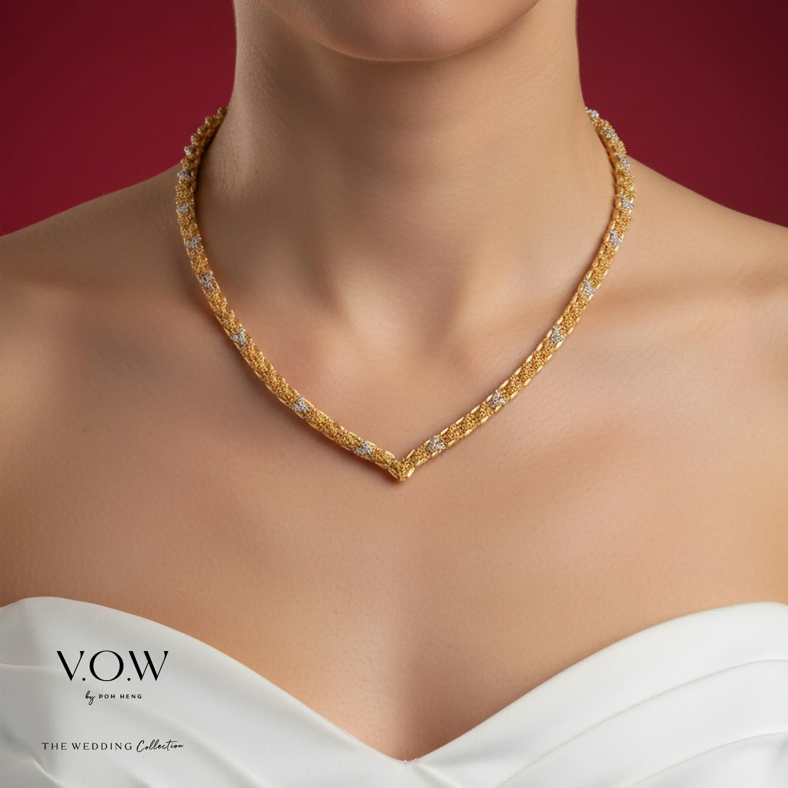 Gleam of Devotion Necklace in Yellow White Gold (F22KGROUP129V0449A) - Image 2