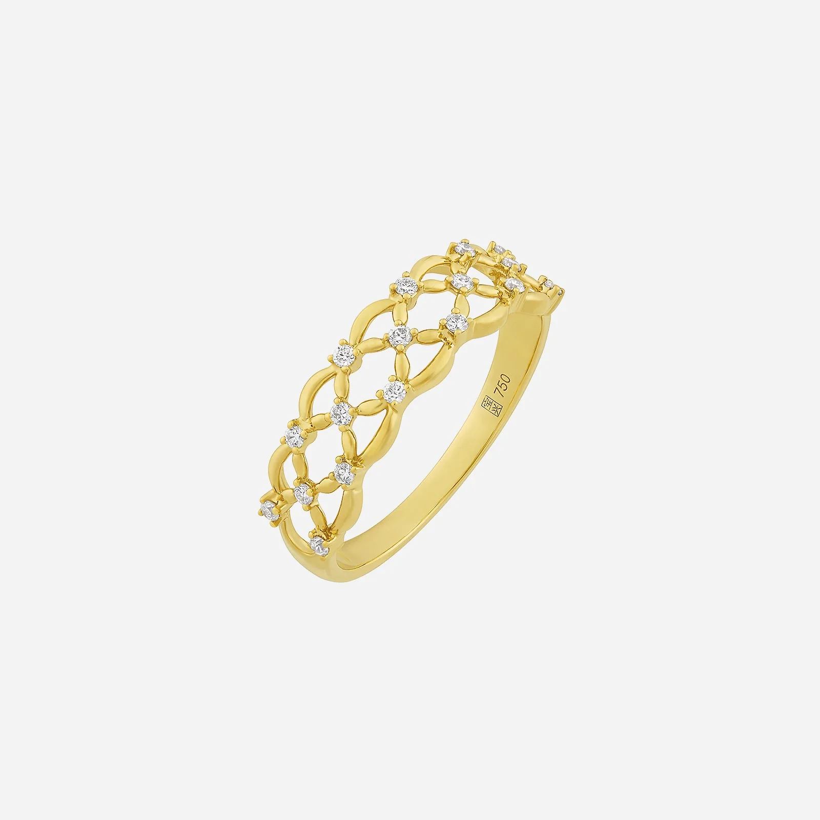 Gleaming Lattice Diamond Ring in Yellow Gold (ADIASTYLE1104A)