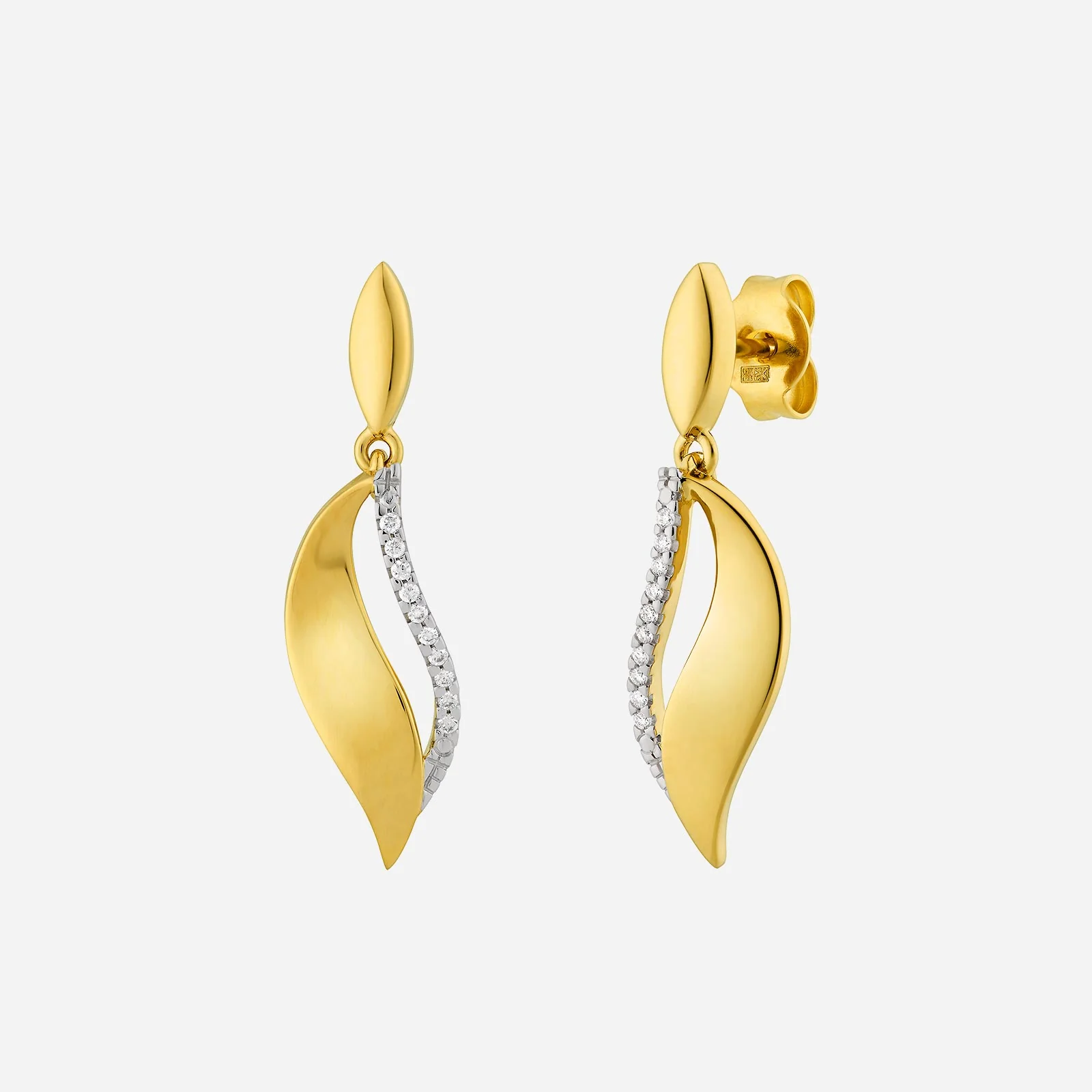 Gleaming Petal Diamond Earrings in Yellow White Gold (HDIAGROUP105V1251A)