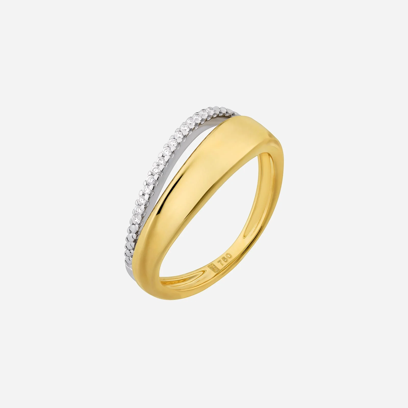 Gleaming Petal Diamond Ring in Yellow White Gold (ADIAGROUP105V0827A)