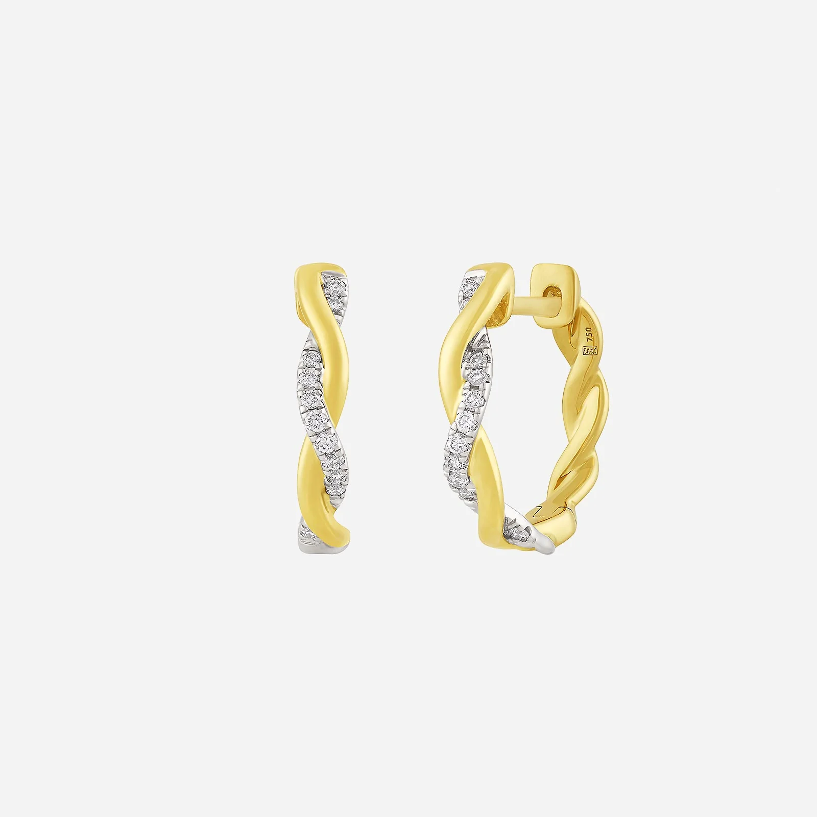 Glimmering Twist Diamond Earrings in Yellow White Gold (HDIASTYLE1680A)