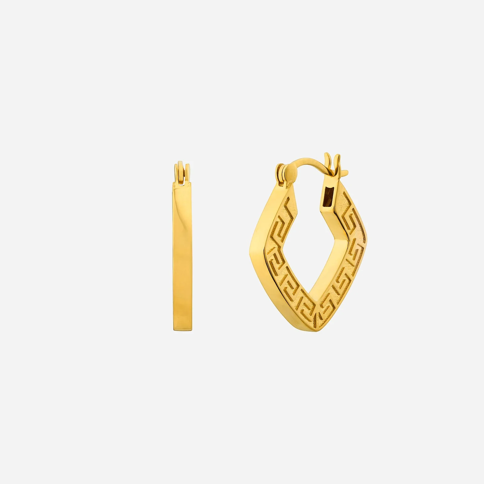 Greek Hoop Earrings in Yellow Gold (H22KSTYLE1234A)