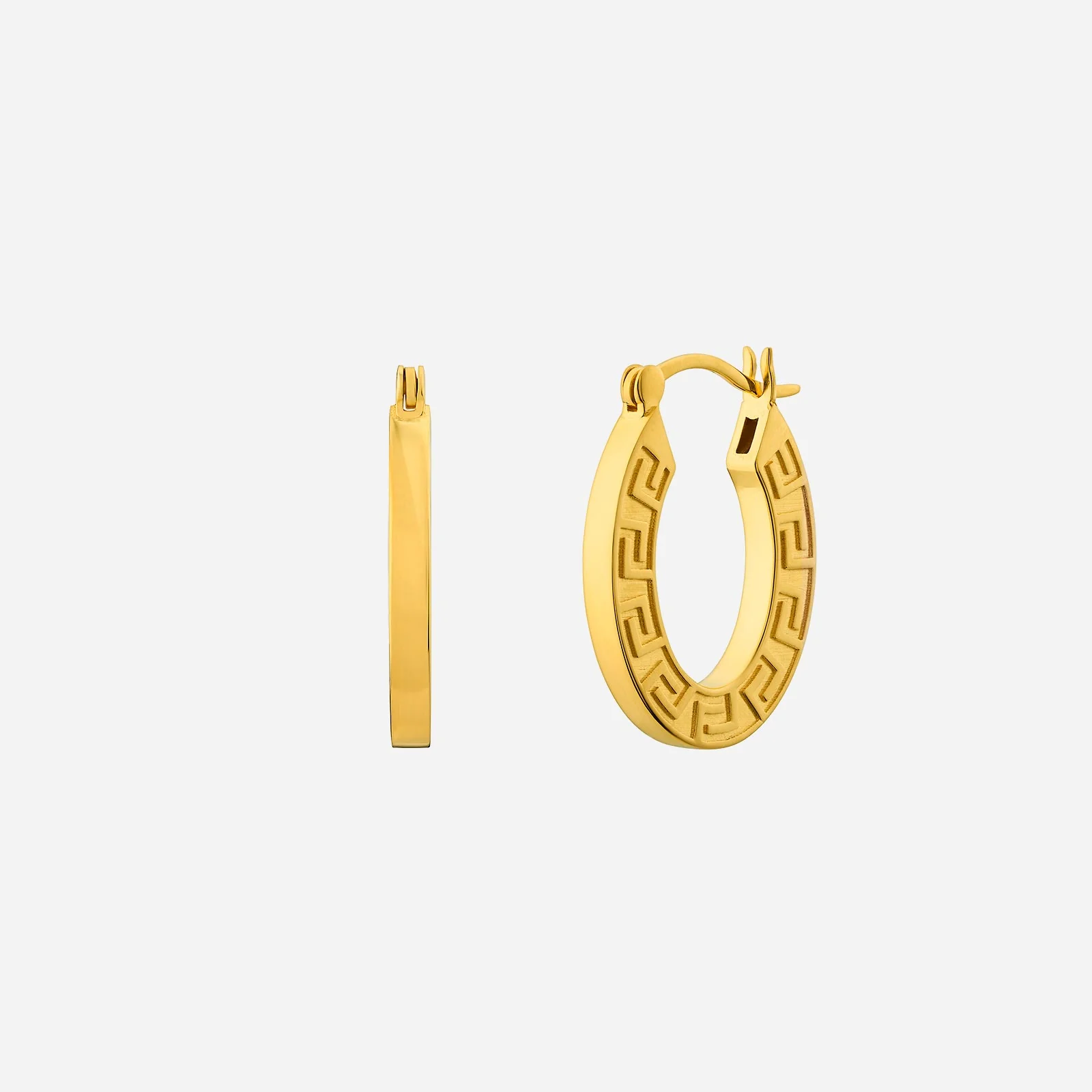 Greek Hoop Earrings in Yellow Gold (H22KSTYLE1235A)