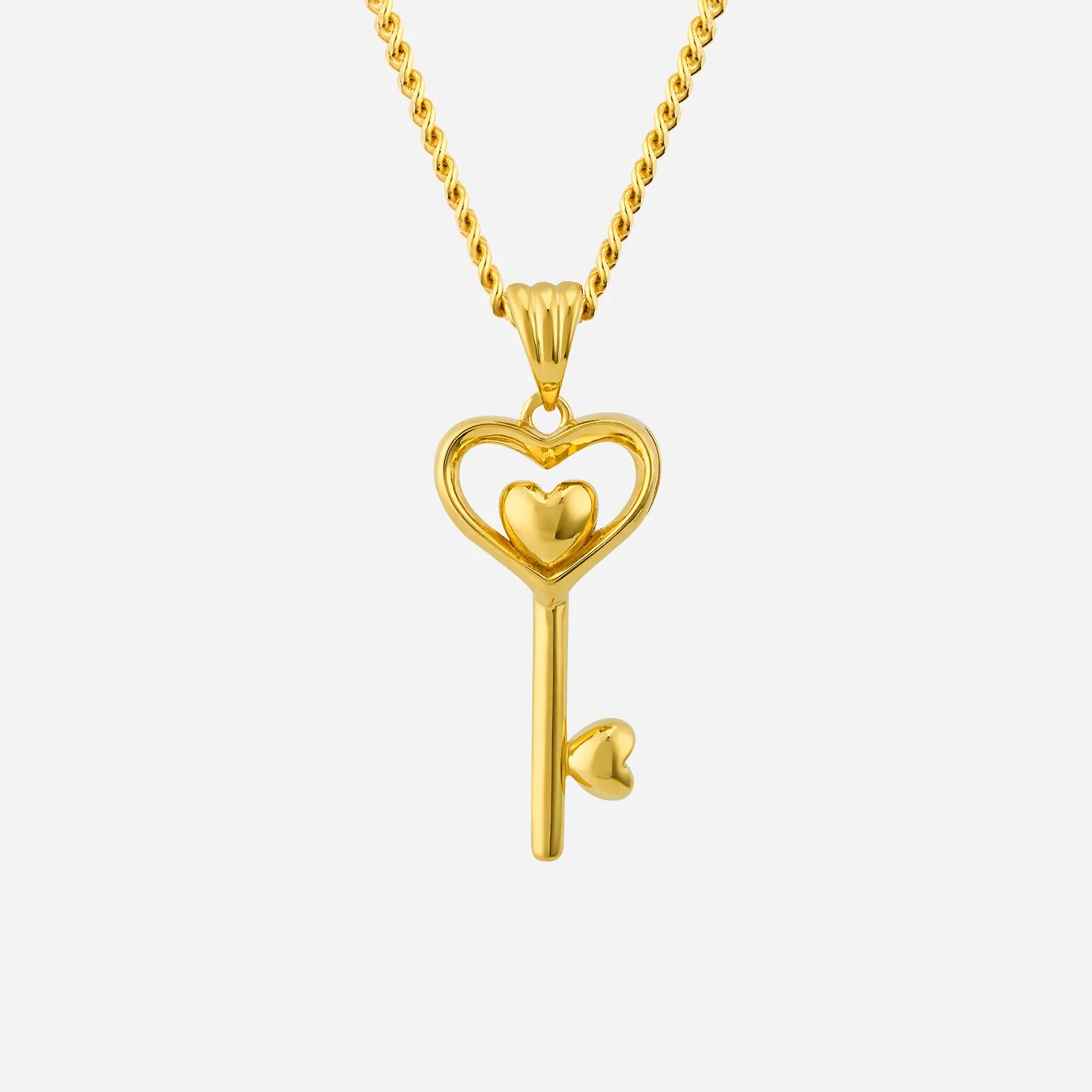 Heart Key Pendant in Yellow Gold (G22KKEYL0513A)