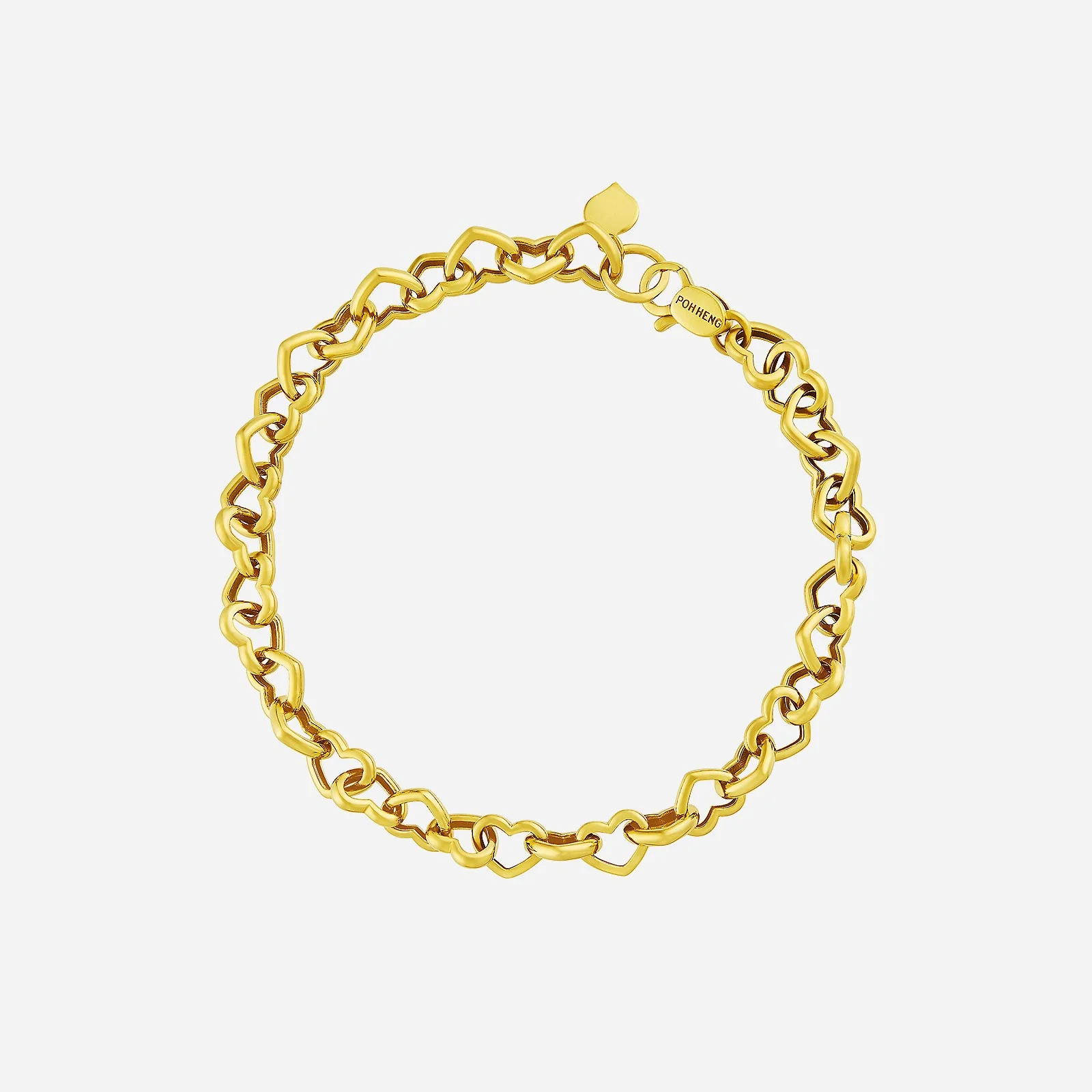 Heart Link Bracelet in Yellow Gold (E22KSTYLE0627A)