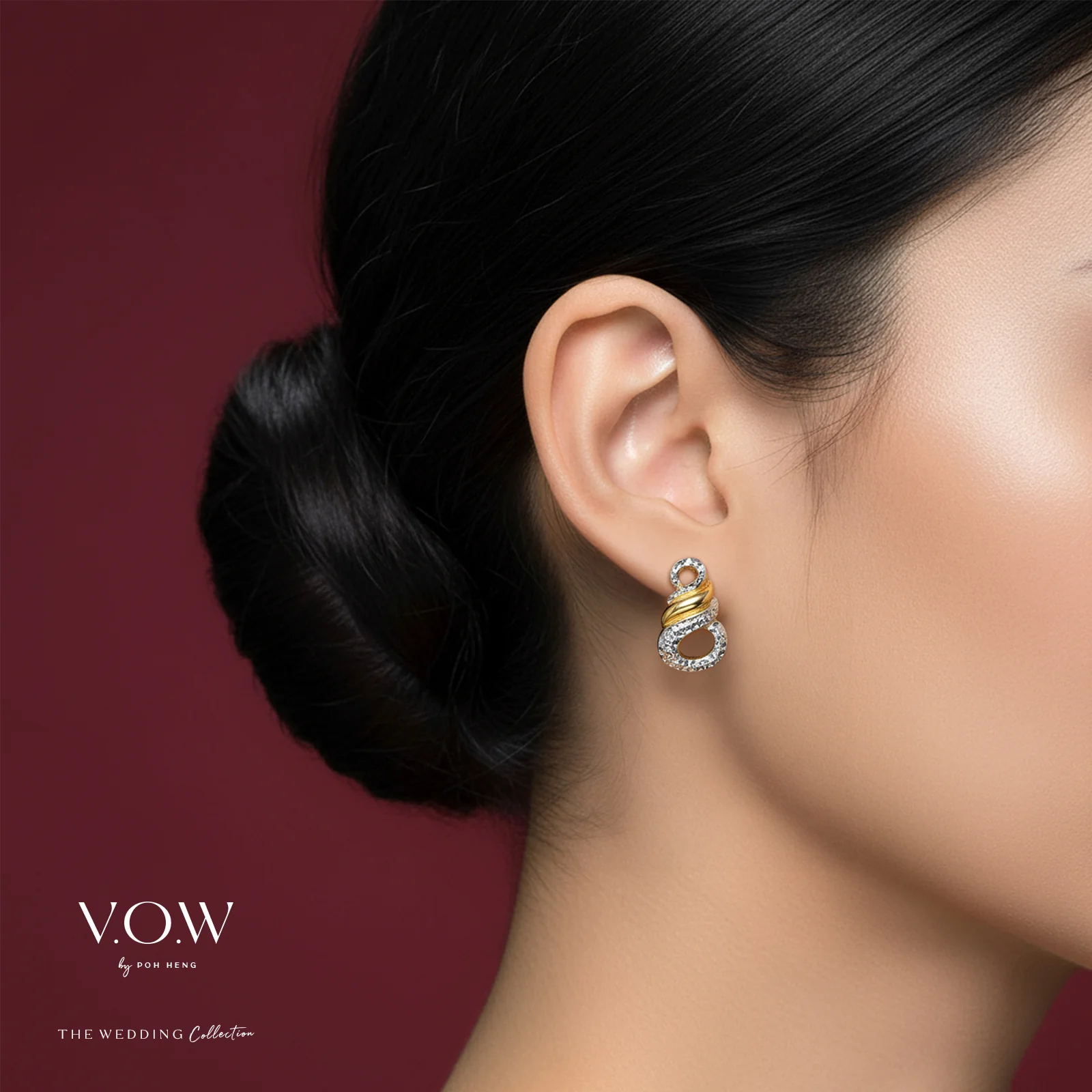 Infinite Love Earrings in Yellow White Gold (H22KGROUP143V1386A) - Image 2