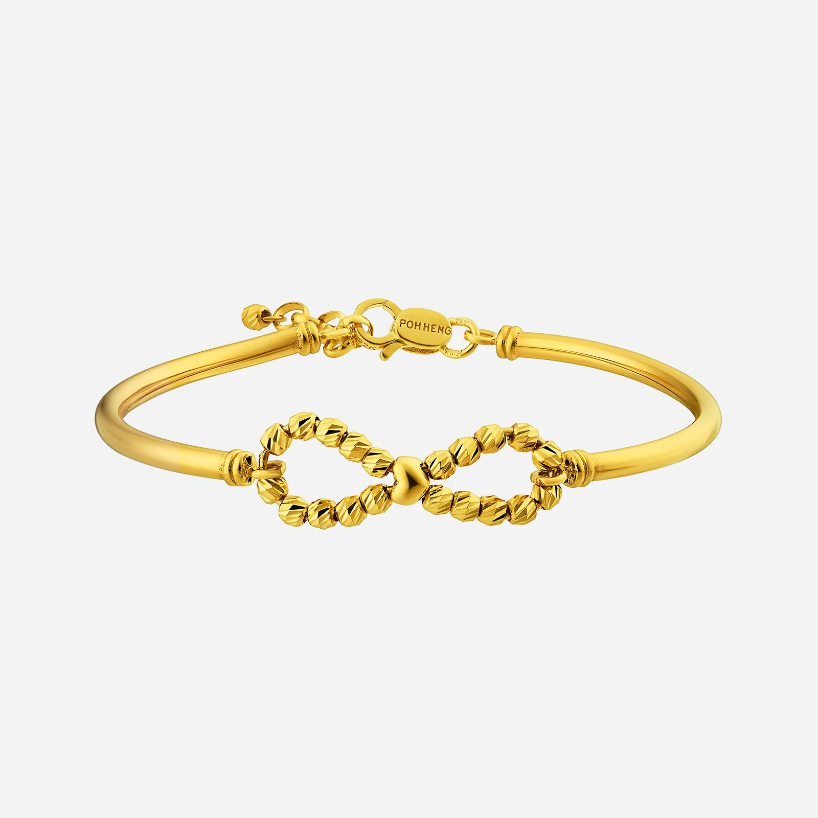 Infinity Beaded Bangle in Yellow Gold (D22KSTYLE0270A)