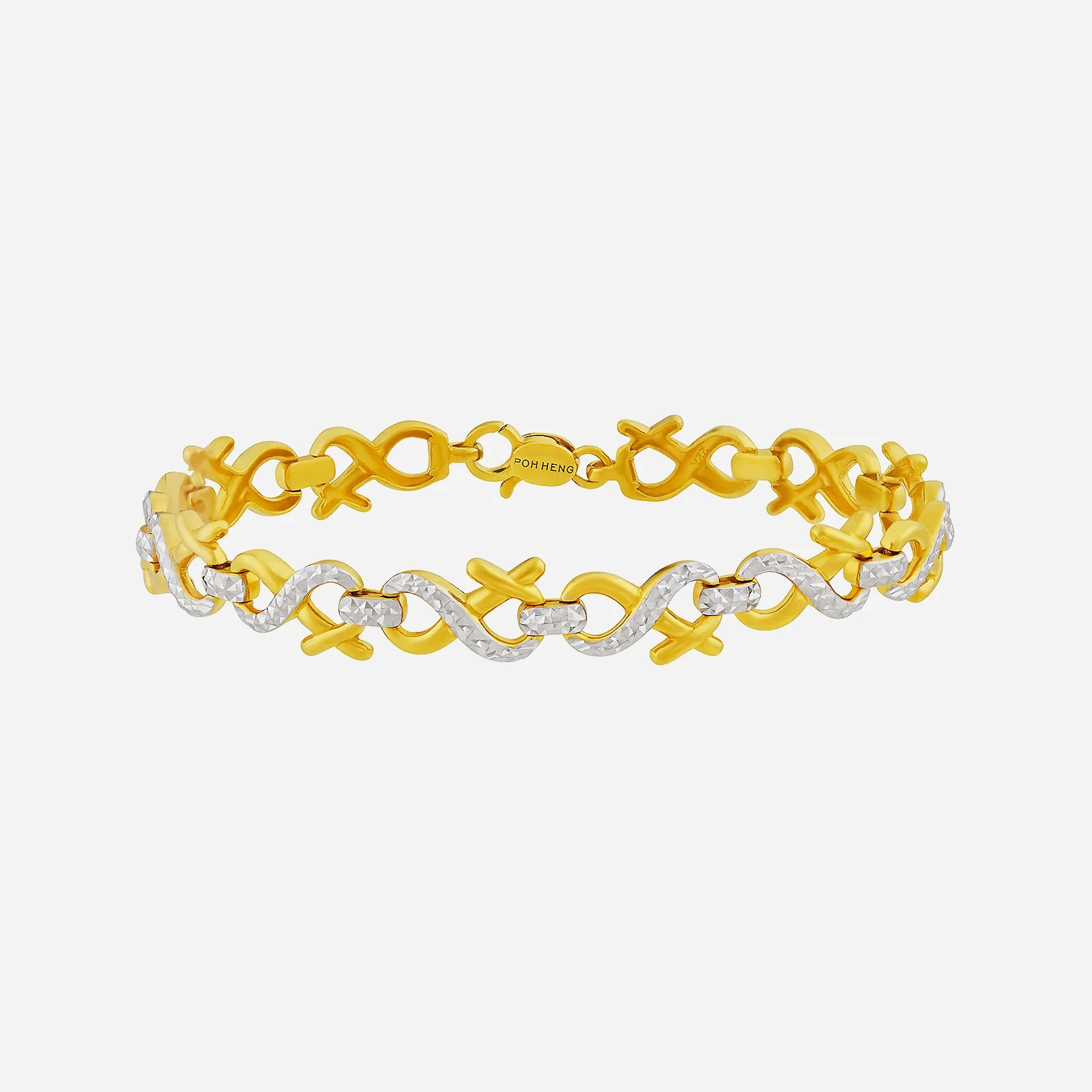 Infinity Cross Bracelet in Yellow White Gold (E22KSTYLE0594A)