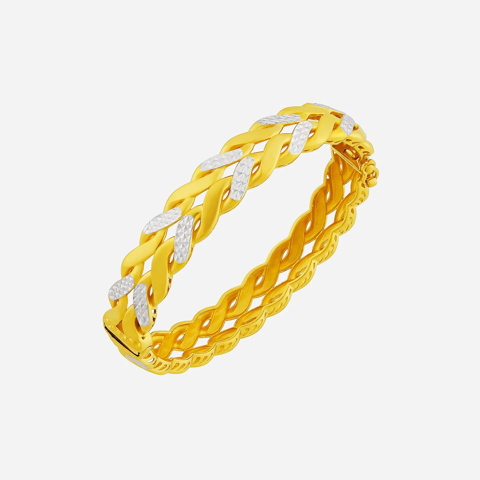 Interlace Bangle in Yellow White Gold (D22KSTYLE0380A)