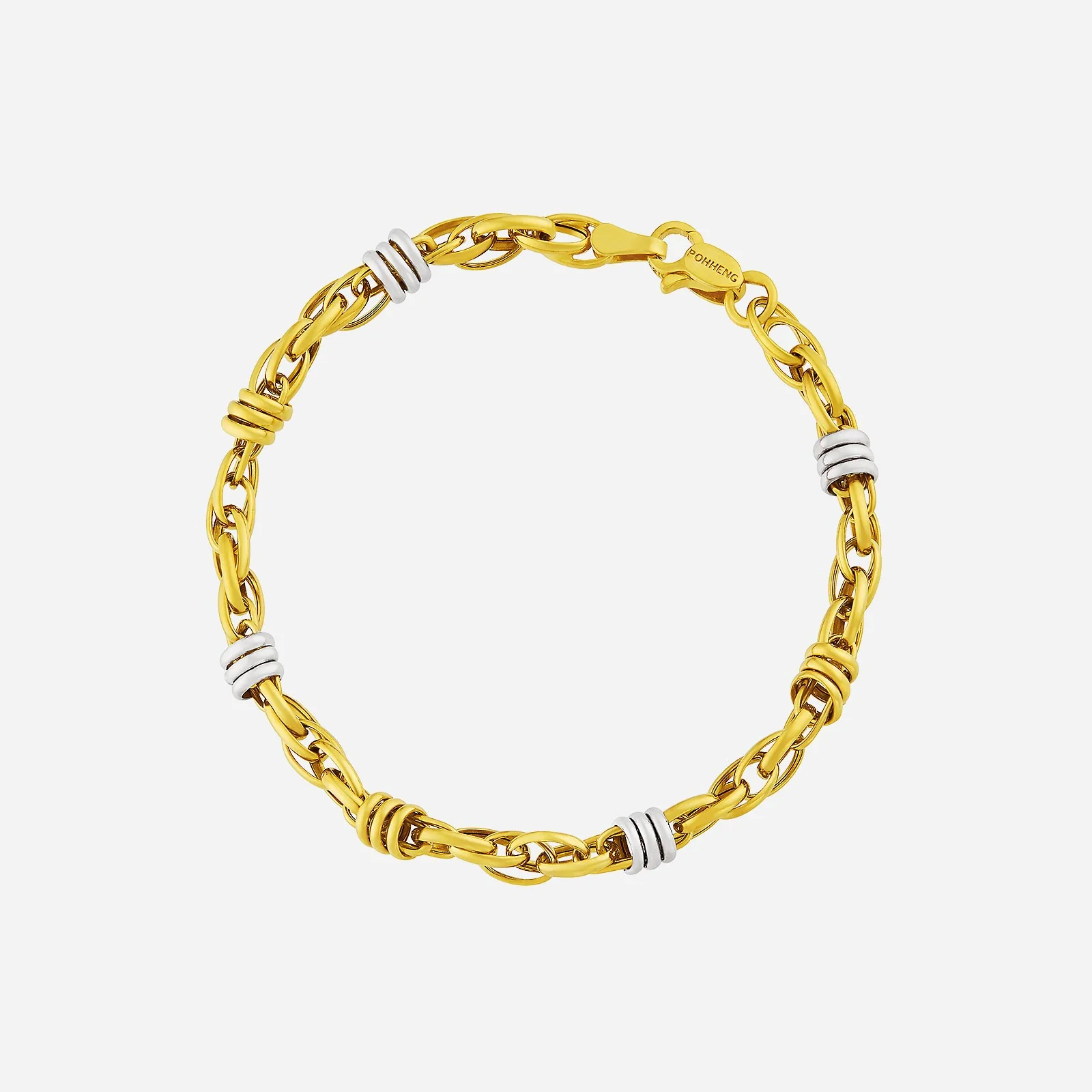 Interlink Belcher Bracelet in Yellow White Gold (E22KSTYLE0618A)
