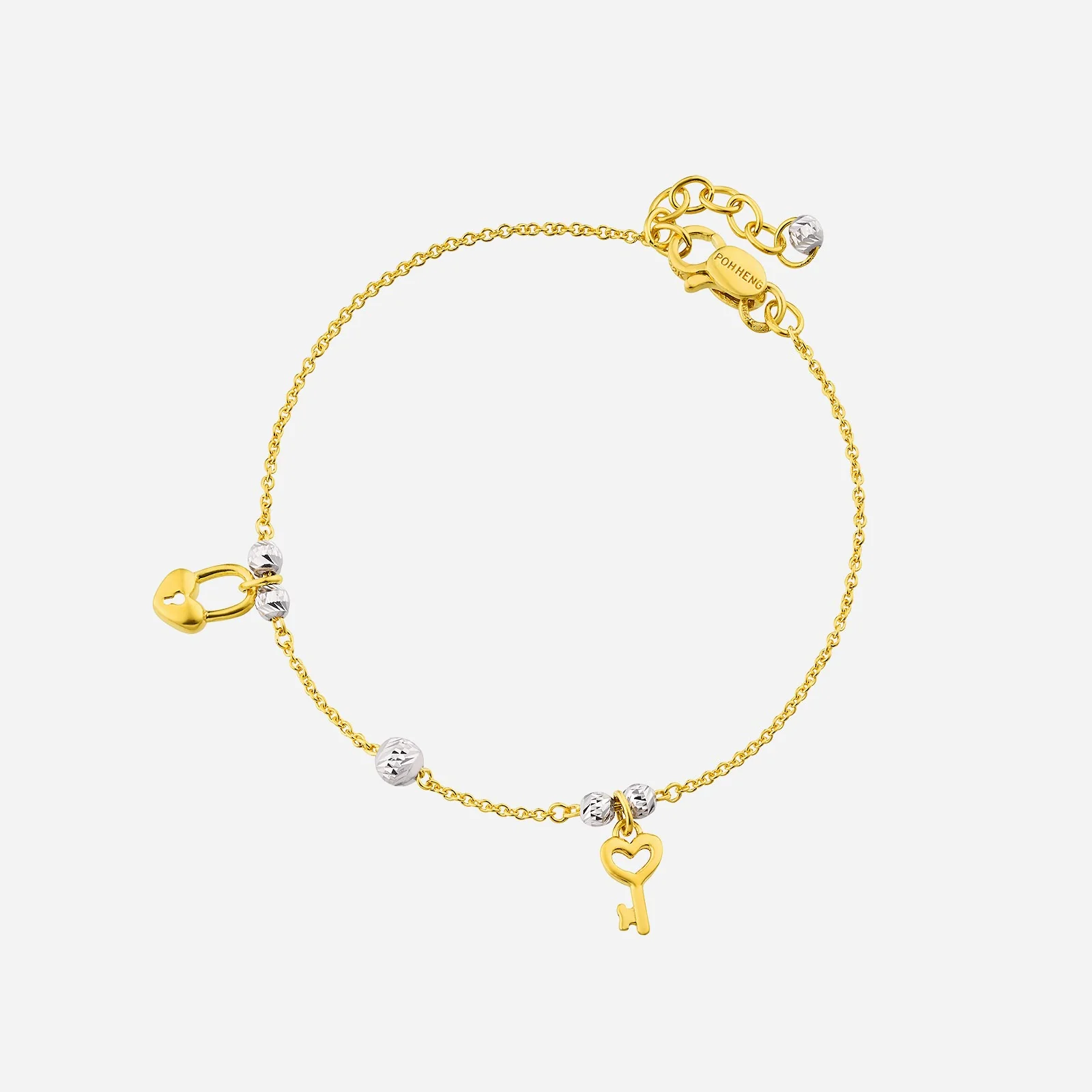 Key and Lock Bracelet in Yellow White Gold (E22KKEYL0337A)