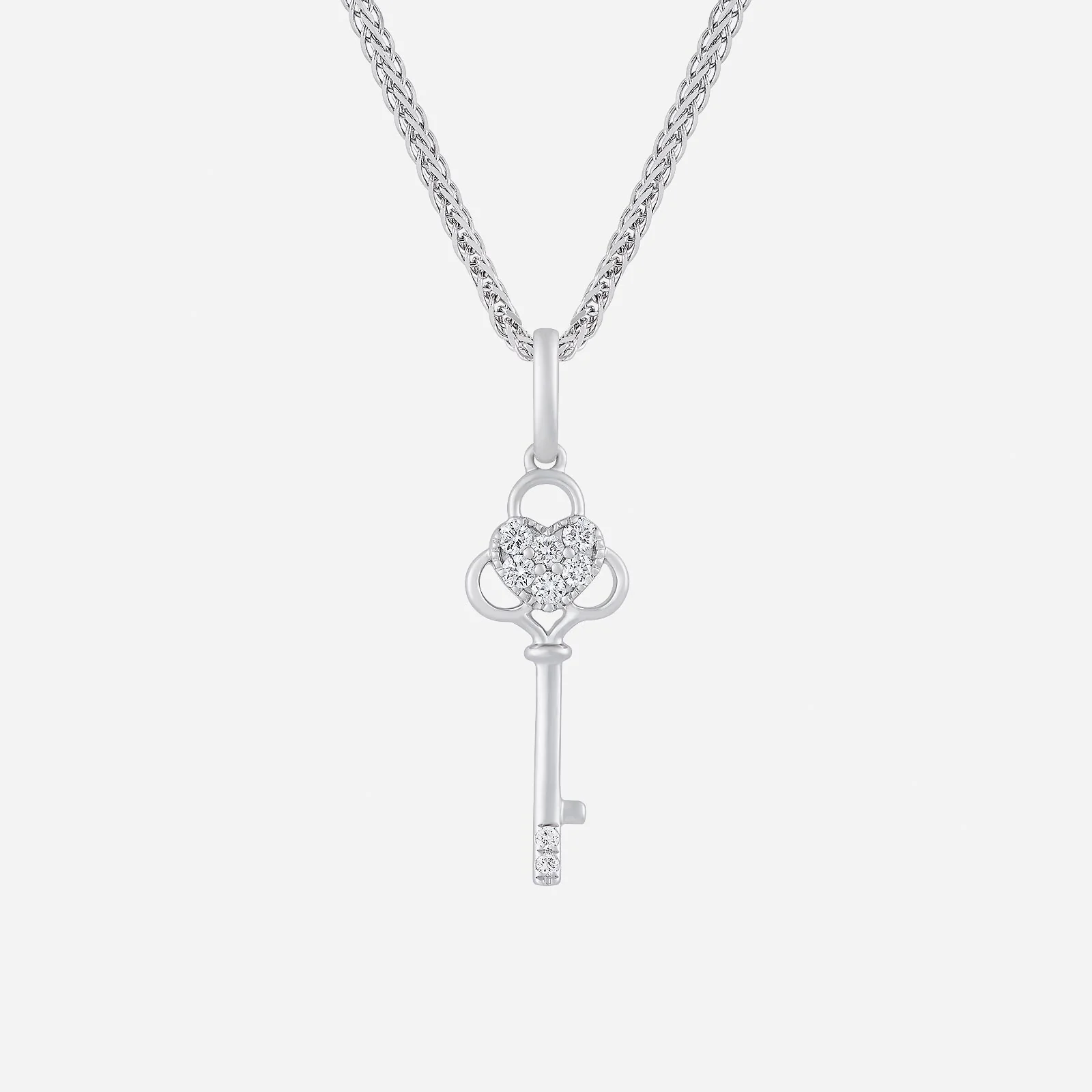 Key Diamond Pendant in White Gold (GDIAKEYL1684A)