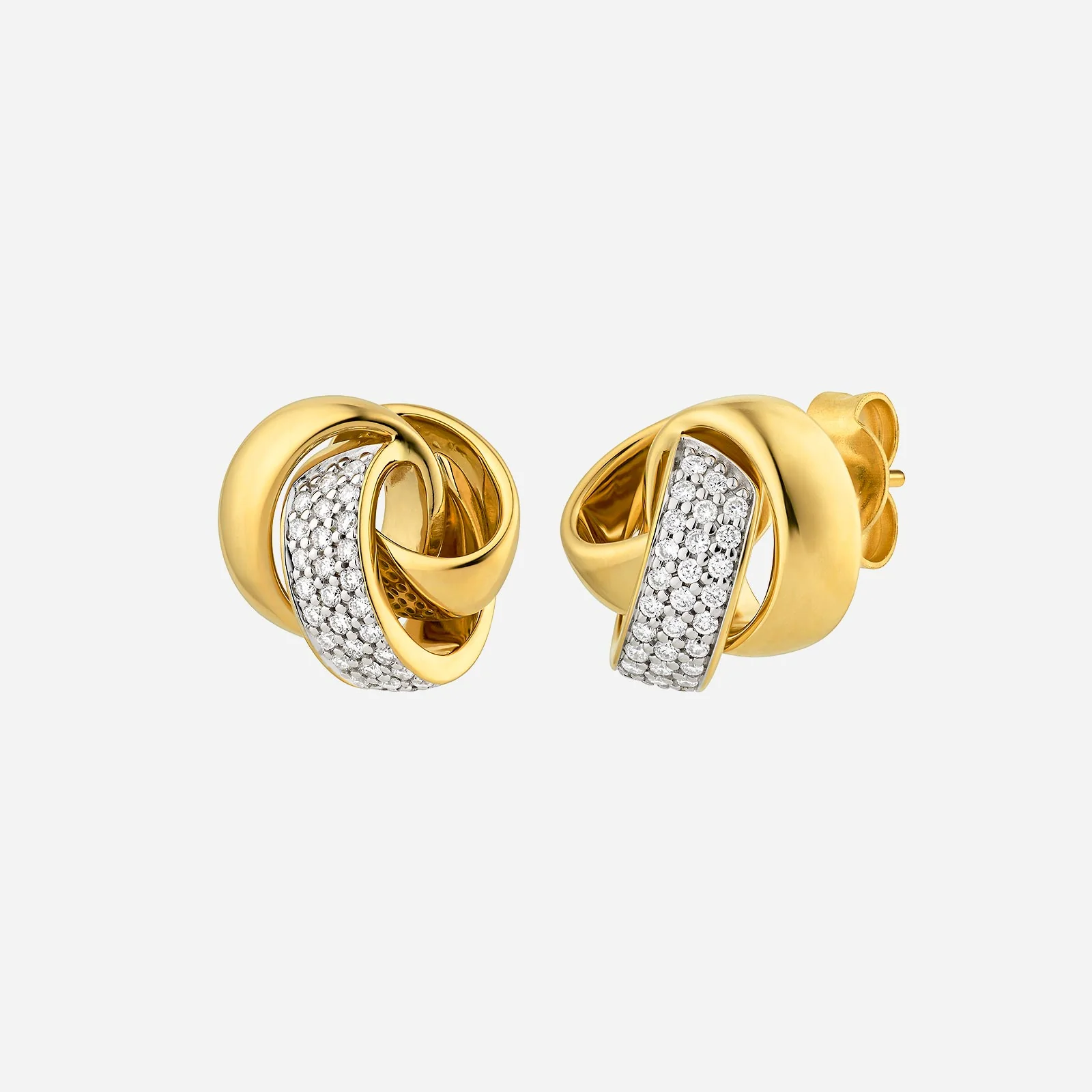 Knot Diamond Earrings in Yellow White Gold (HDIAGROUP106V1254A)